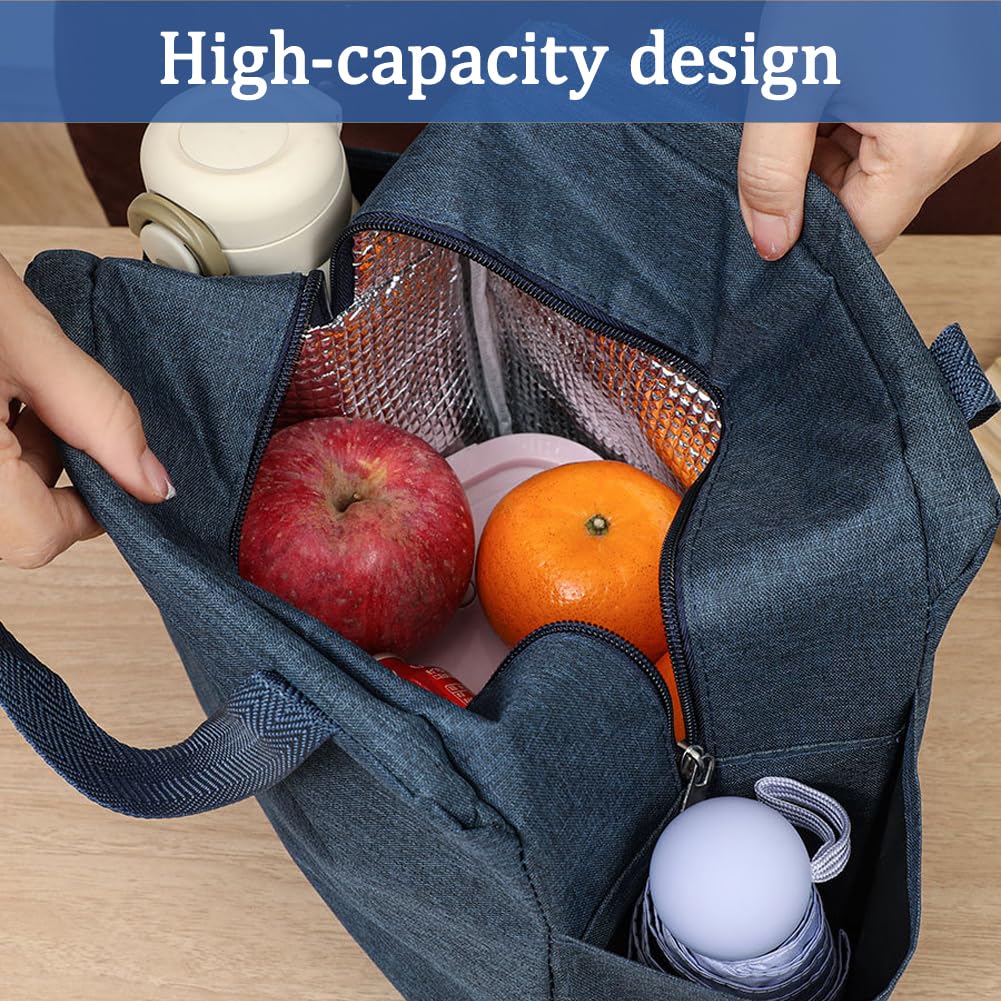 Lunch Bag for Women Men Insulated Reusable Cooler Lunch Box Leakproof Foldable for Office Picnic Hiking Beach Magenta — view 2