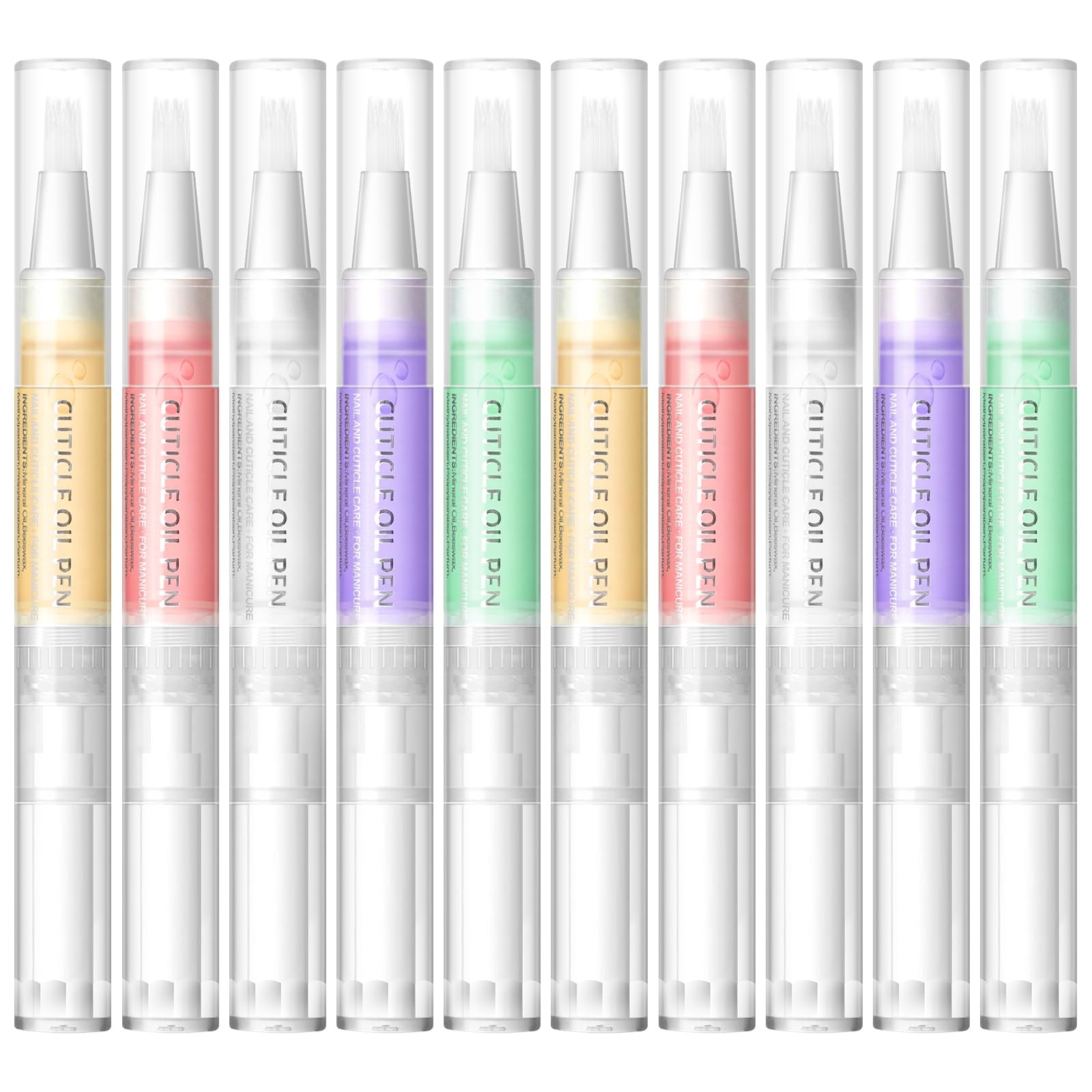 Shelloloh Cuticle Oil for Nails 10Pc Nail Oil Cuticle Set for Nourishing Dry Damaged Cuticles Multiple Flavor Cuticle Revitalizer Oil Pen with Soft Brush