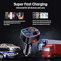 Vista 8 de Syncwire Bluetooth 5.4 Transmisor FM Adaptador de coche 48W (PD 36W y 12W) [Interruptor de luz] [Sonido de bajo HiFi] [Carga rápida] Adaptador