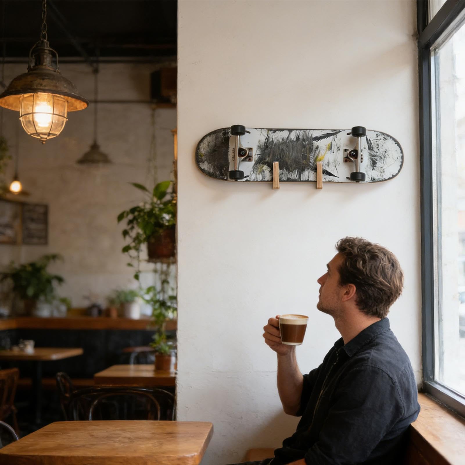 Genérico Soporte De Pared Para Tabla De Skate, 1 Par Estante Exhibidor Ahorrador De Espacio Para Skateboard Y Snowboard Hogar Oficina