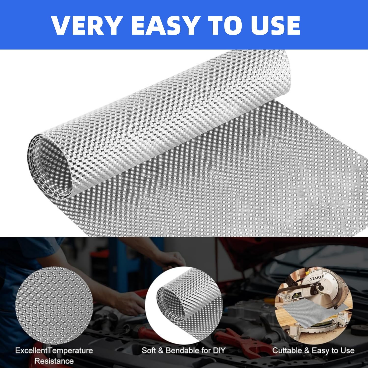 Hitzeschutzblech Aluminium 100x40cm - Für Auto & Motorsport