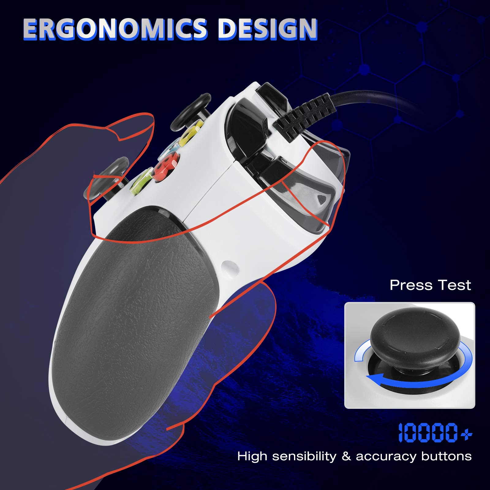 Controller cablato per Xbox One, controller di gioco cablato con controllo modalità, doppia vibrazione e design innovativo per Xbox One/X/S/PC con Windows 7/8/10
