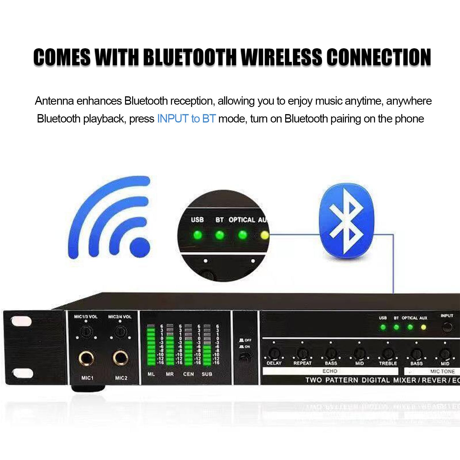 Processore Audio Per Effetti Vocali Professionale Pre-effetto Anti-larsen Con Display Led Metodi Multipli Di Trasmissione Audio Per Karaoke Casa Palco Chiesa black