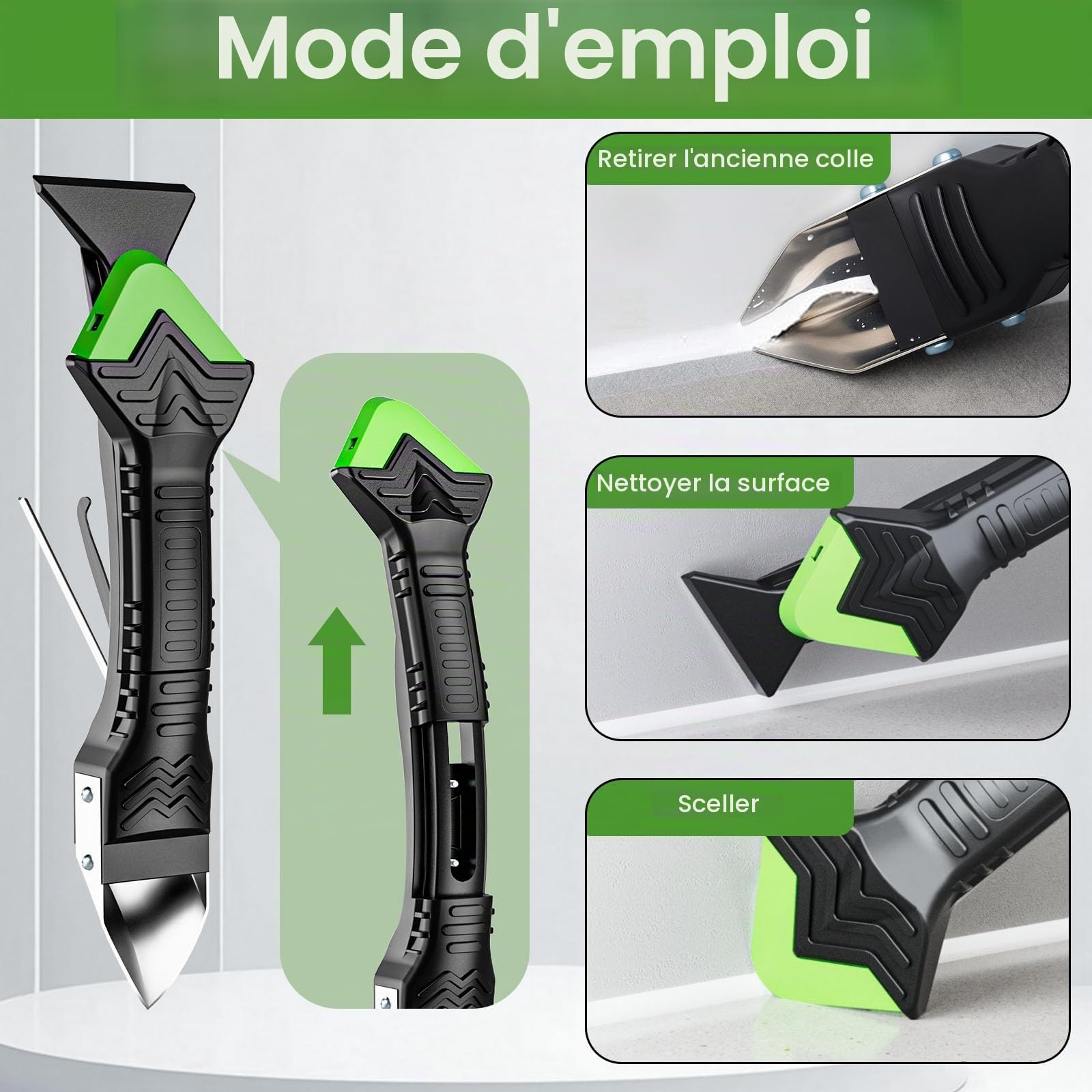 Sentoo Kit de presse à cartouche, pistolet à cartouche en silicone et outil pour enlever le mastic, grattoir à joints pour salle de bain, cuisine, sol, fenêtre, joints d'évier, cadre