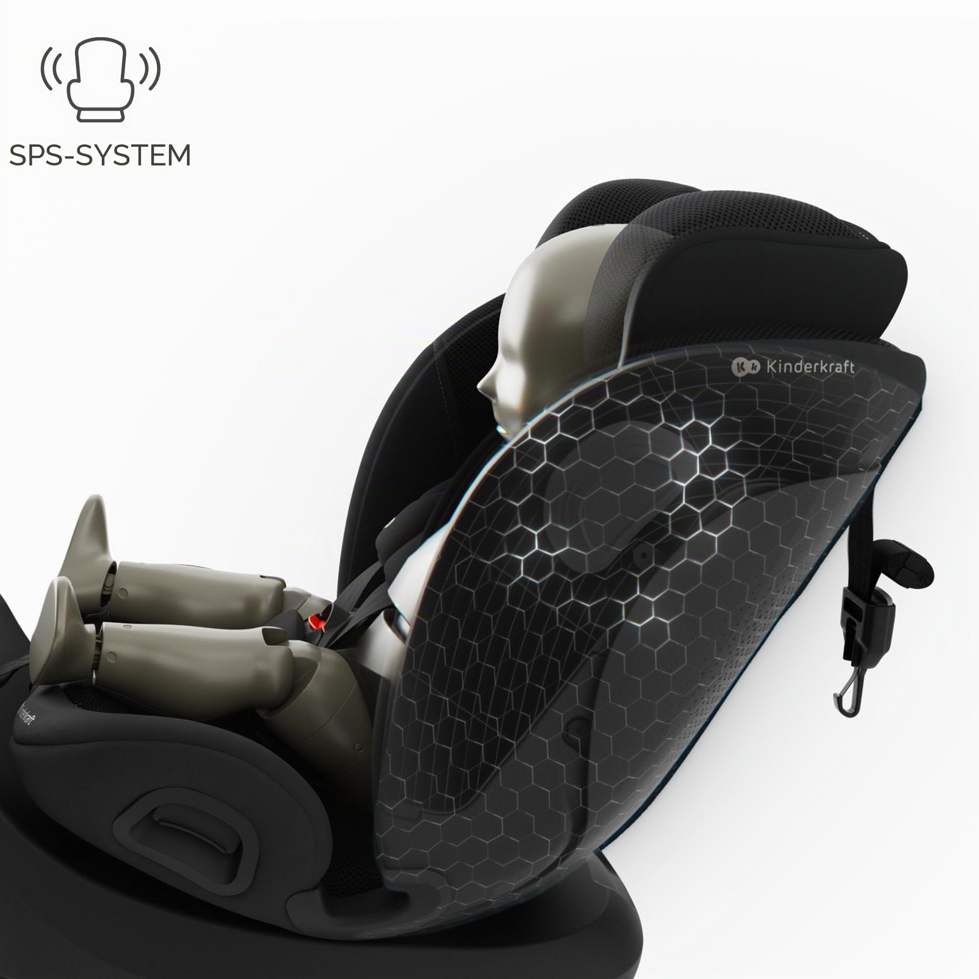Kinderkraft I-GROW 2 PRO Kindersitz 0-36 kg I-SIZE 40-150 cm 360° drehbar Isofix Schwarz