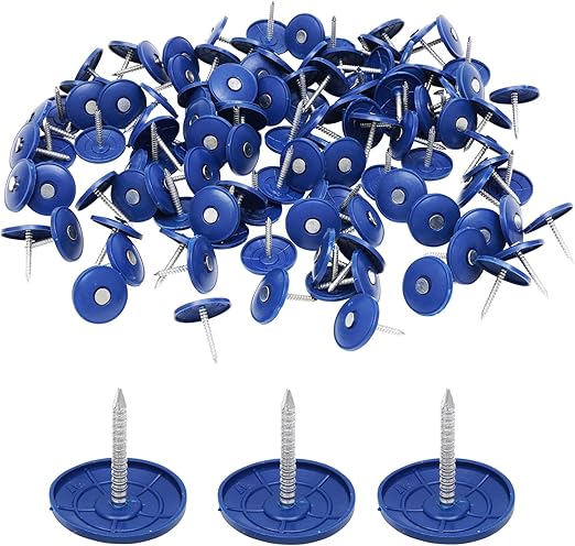 BHTOP Plastic Cap Nails, 200 Pcs Roofing Nails, 1 inch Galvanized Tar Paper Nails for Roofing, Roofing Nail Caps for House Wrap Fastening Foam Board Roofing Felt Insulation Film