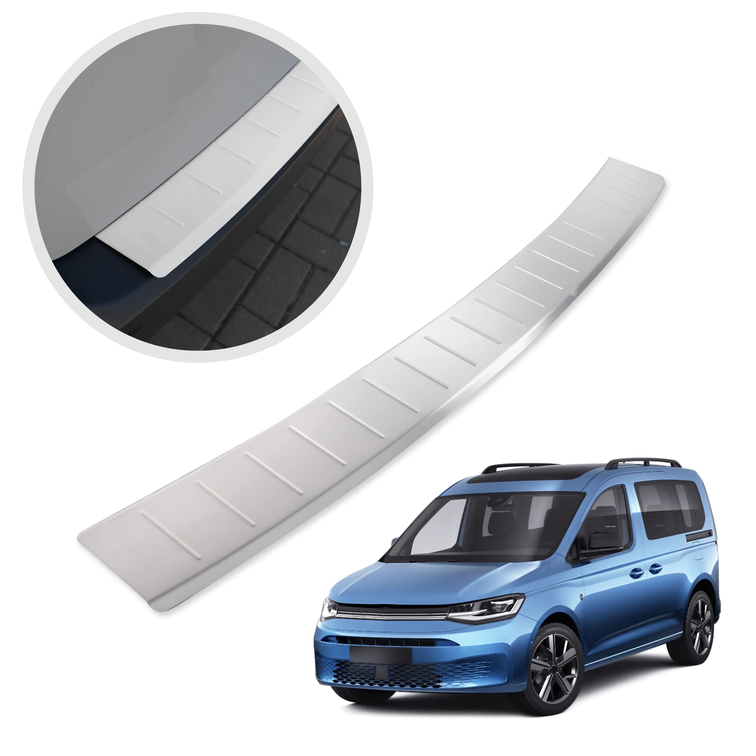 CHROMEMASTER | Protezione paraurti Posteriore | Compatibile con VW Caddy IV 2021 | Acciaio INOX, Argento opaco | Protegge la vernice del paraurti