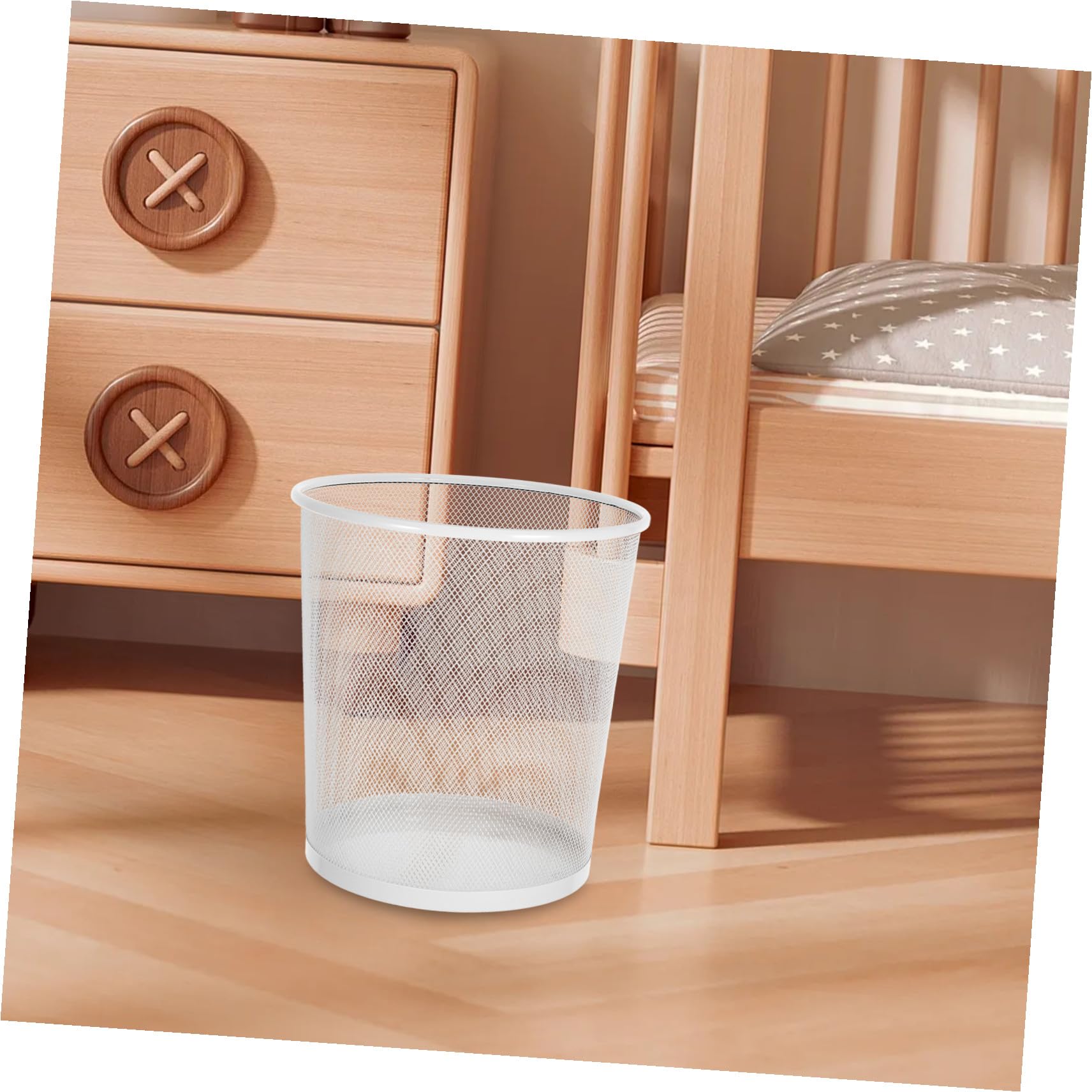 IMIKEYA Cestino in Ferro Bianco Elegante per Ufficio e Soggiorno, Design Semplice e Resistente Grande Capacità, come Cestino per Carta e Rifiuti da Tavolo