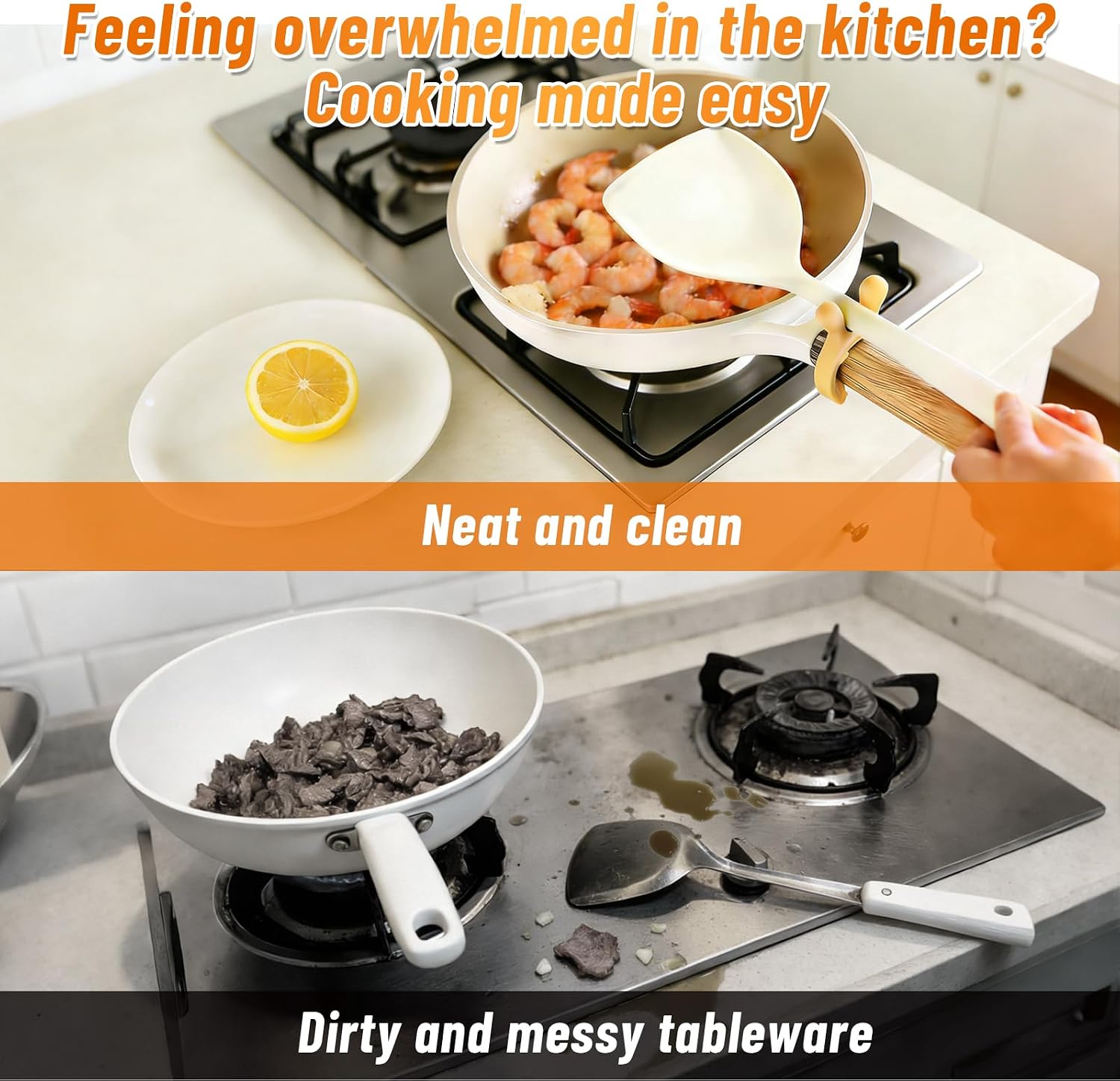 3 PCS Multifunctional Silicone Spatula Holder, Non Slip Spoon Holder,Anti Overflow Clip Kitchen Counter Gadget Rack for Ladles, Spatula and Cooking Tools