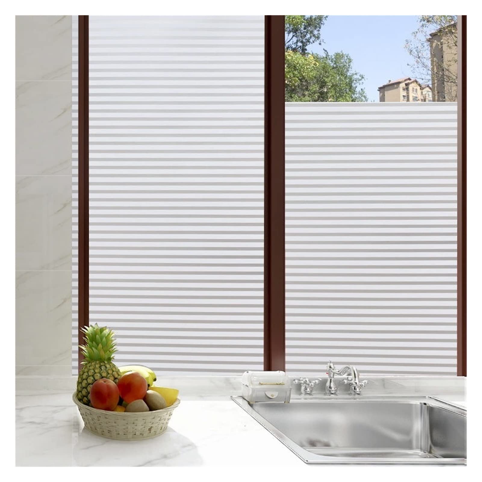 Película de ventana esmerilada de vinilo | Película de vitral mate 3D de varios tamaños for vidrio: decoración del hogar esmerilada(45 x 500 cm)