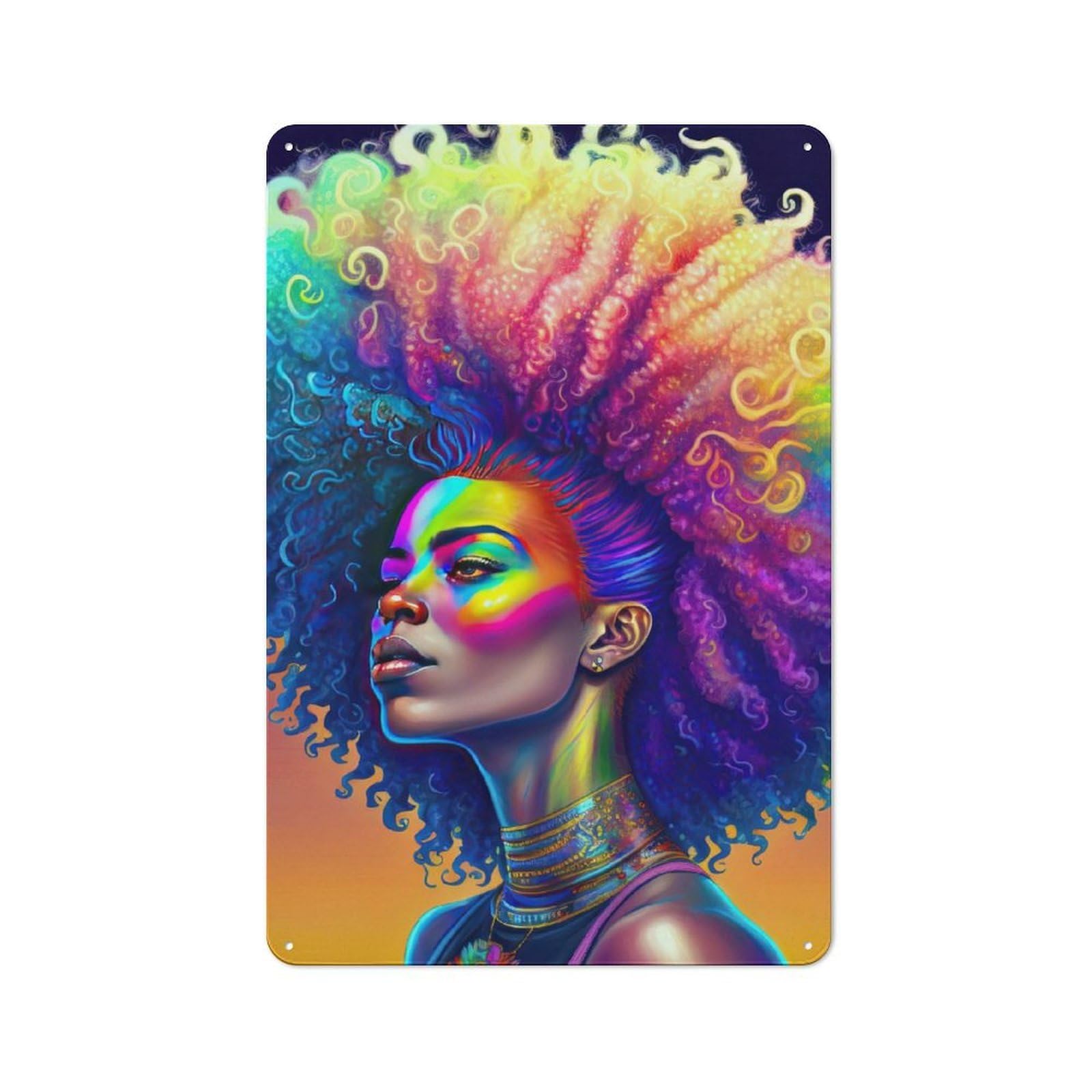 Junmoney Rainbow Afro Goddess 1 Retro Metal Wall Sign 30X20cm With For Workshop Wall, For Vintage Wall Decor Fans, For Garage And Workshop Walls