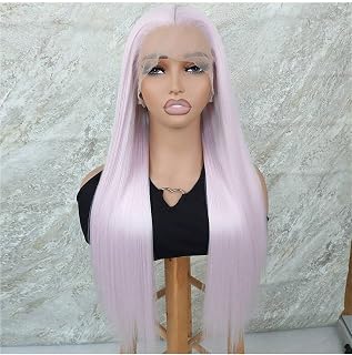 Lace Front Wigs Synthetic 13x4 Long Silky Straight Hair Heat Resistant Fiber Glueless Frontal Replacement Wig Pre Plucked 26 Inches HD Transparent Free Part for Women Synthetic Wig