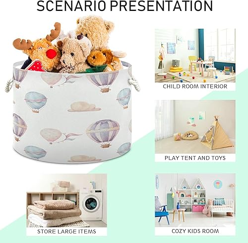 Miniatura 4 de Cesta de cuerda de algodón con globo de aire caliente para bebé, para sala de estar, lavandería, guardería, almohadas, decoración del hogar