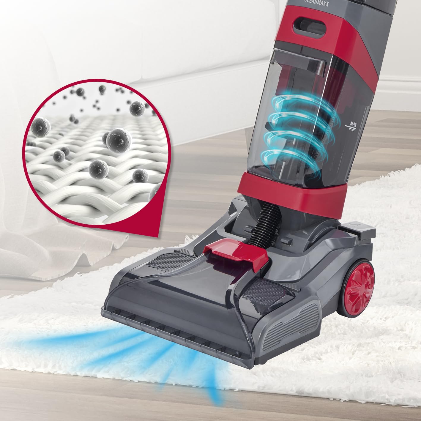 CLEANmaxx AquaStream Plus Duo - Limpiador de alfombras 3 en 1 para alfombras, suelos duros y como dispositivo limpiador de tapicería, aspiradora de aire caliente y húmedo con set de accesorios XXL