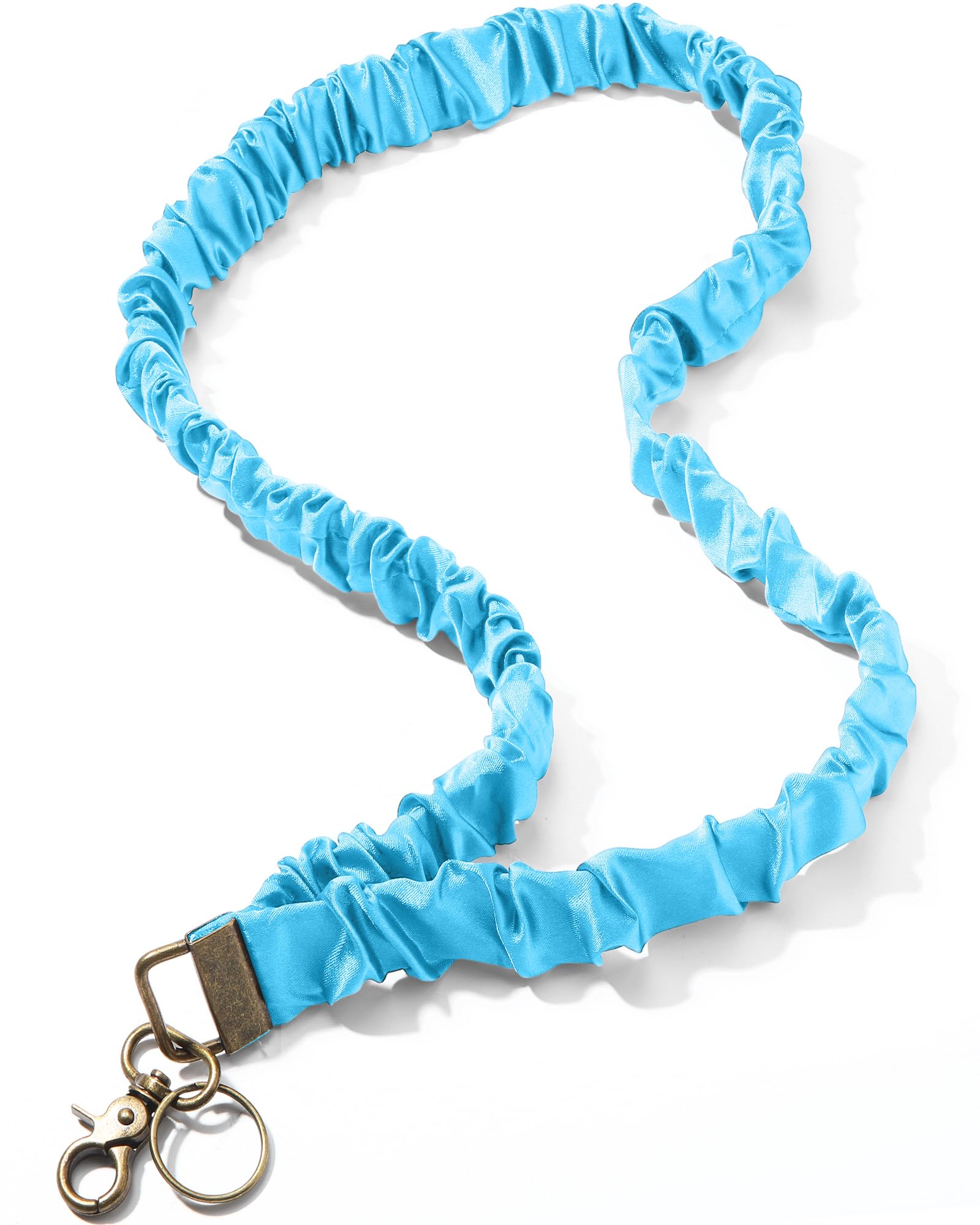 Geyoga Blue Scrunchie Teacher Lanyard for ID Badge, Stretchy Neck Key Lanyards for Women Men, Long Lanyard for Back to School Gift — image 1