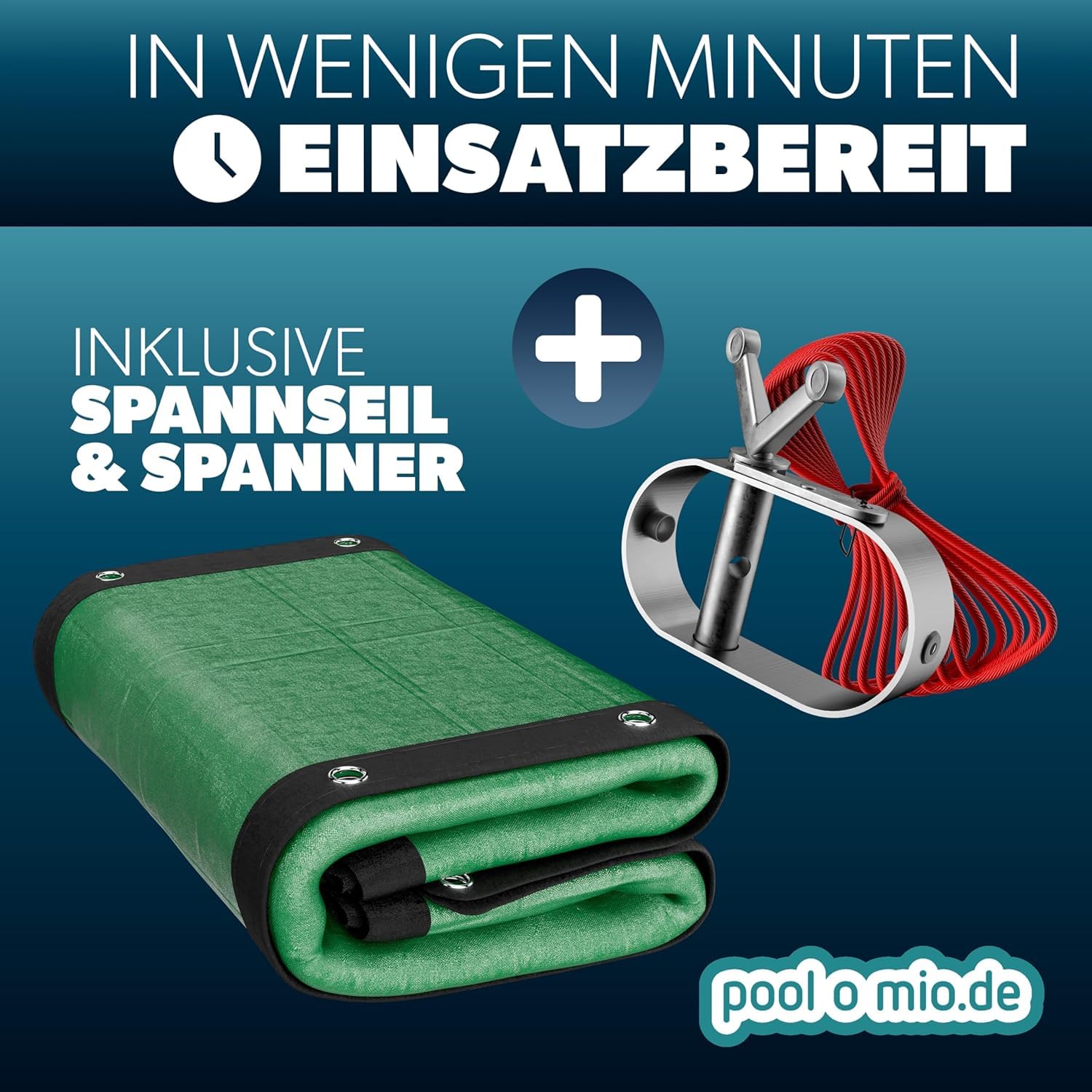 poolomio Poolabdeckung 549x274 cm für Intex Ultra XTR Frame Pool 2in1 200g | Solarplane & Winterabdeckung aus robustem 200 g/m² PE – UV-beständig, hält Algen & Schmutz fern, Stahlseil; Planenmaß 680x380