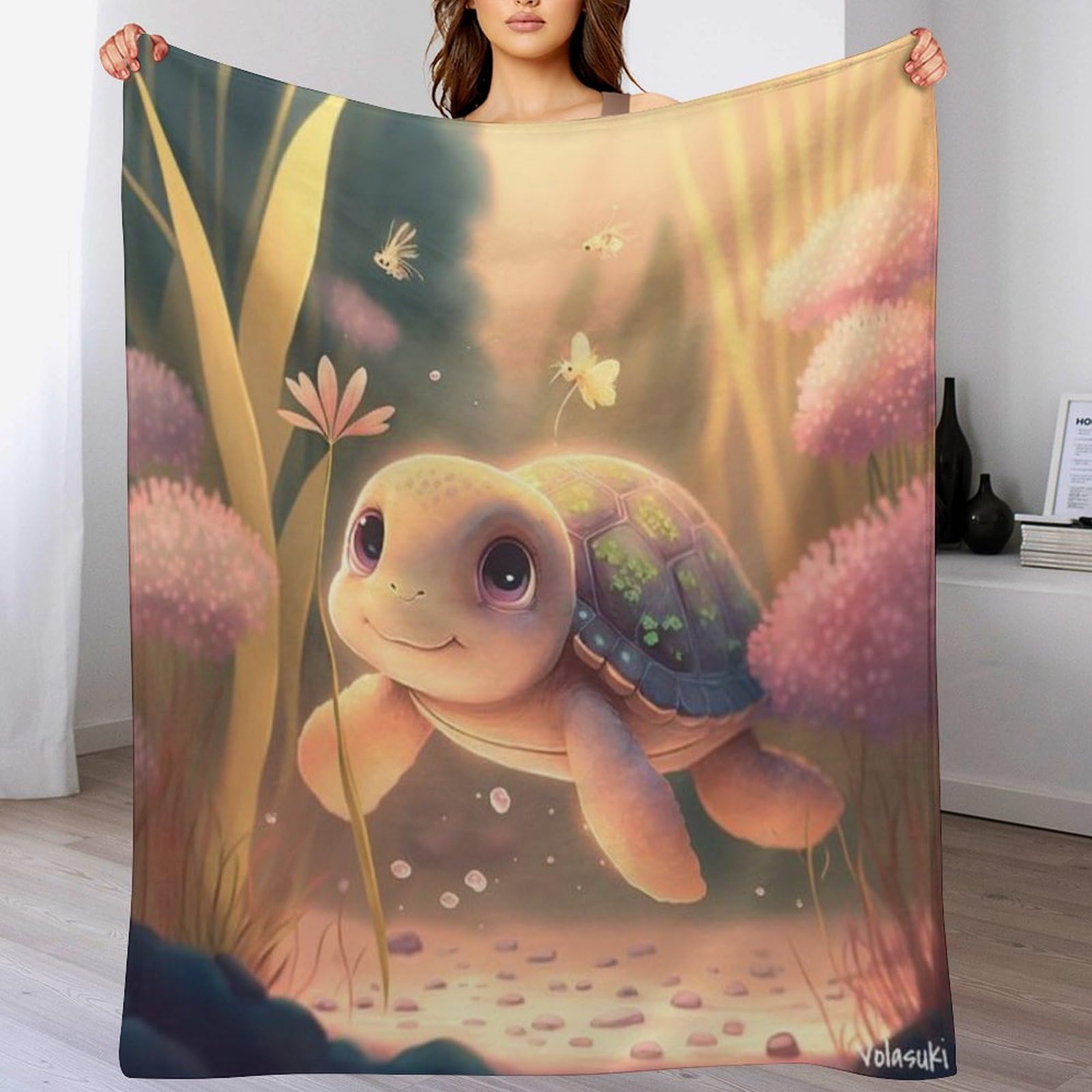 Couverture Tortue Douce pour Soirée Canapé, Grand Plaid de Voyage Chaud et Cocooning 180x200