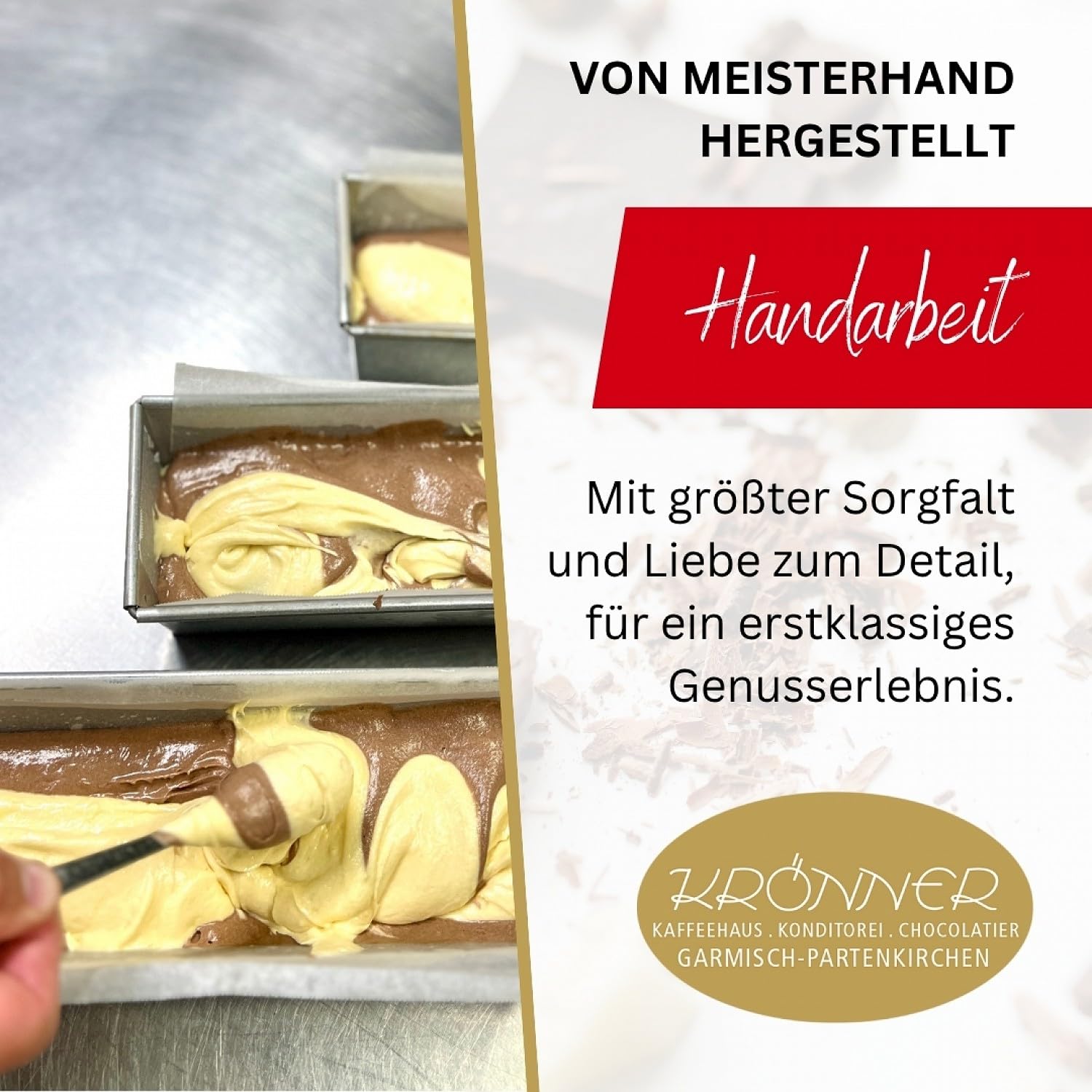 Krönner Butter-Marmorkuchen 850g – Handgefertigt in Garmisch-Partenkirchen, ohne Zusatzstoffe, mit feiner Vanille-Zitronen-Note und zarter Schokoladenschicht – Premium Qualität