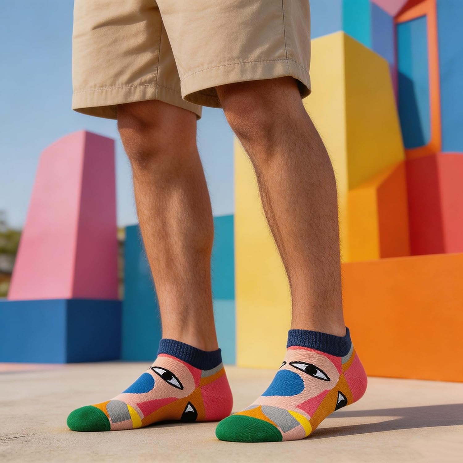 Colorful Fun Ankle Socks for Men Women Teen Fathers Day Novelty Funny Casual Crazy Combed Cotton Low Cut Socks Gifts