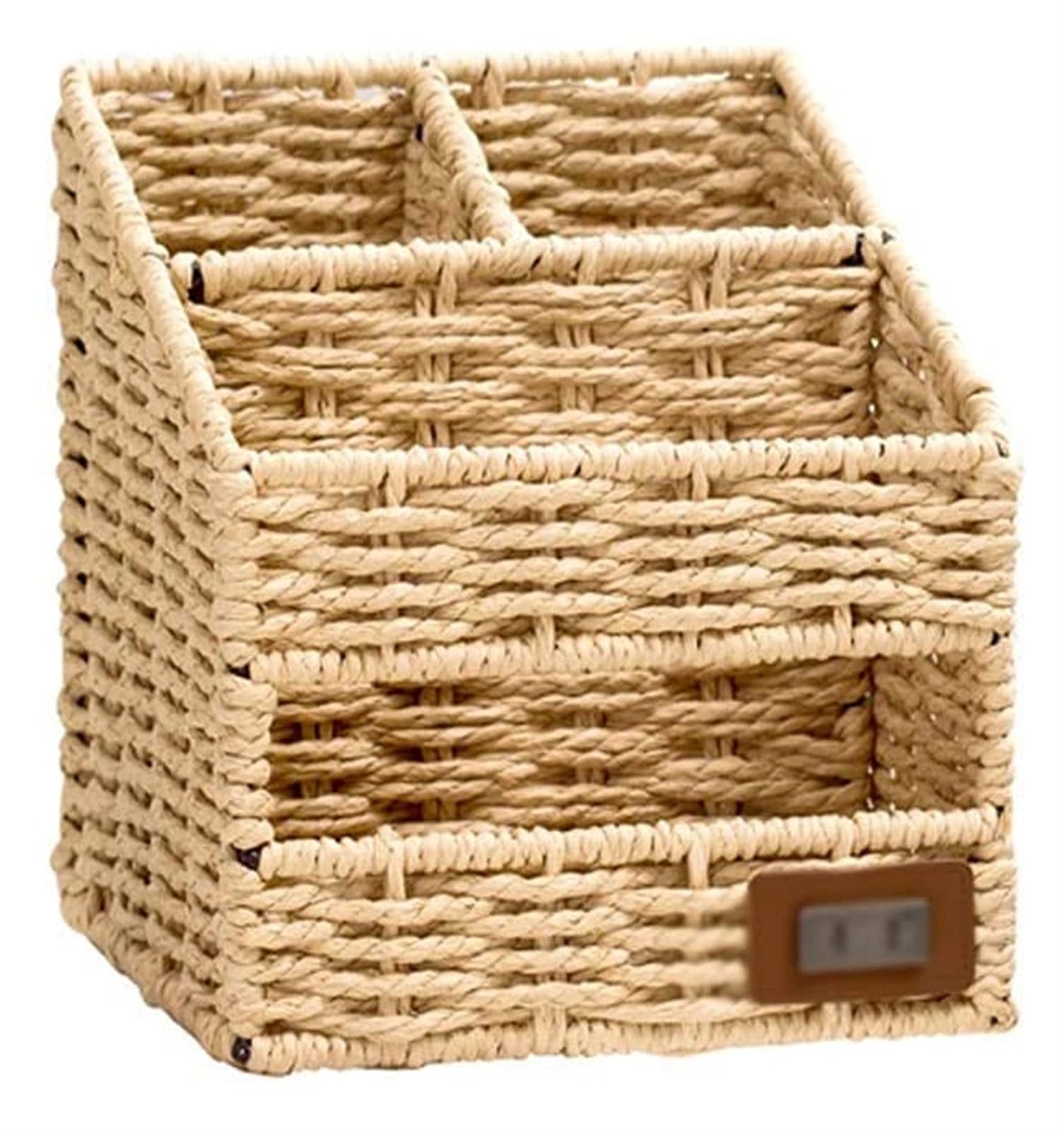 Portapenne Portapenne da scrivania in Rattan, Scatola Multifunzionale per casa e Ufficio con Scatola per fazzoletti, Cestino portaoggetti per Telecomando (Colore Scacchi)