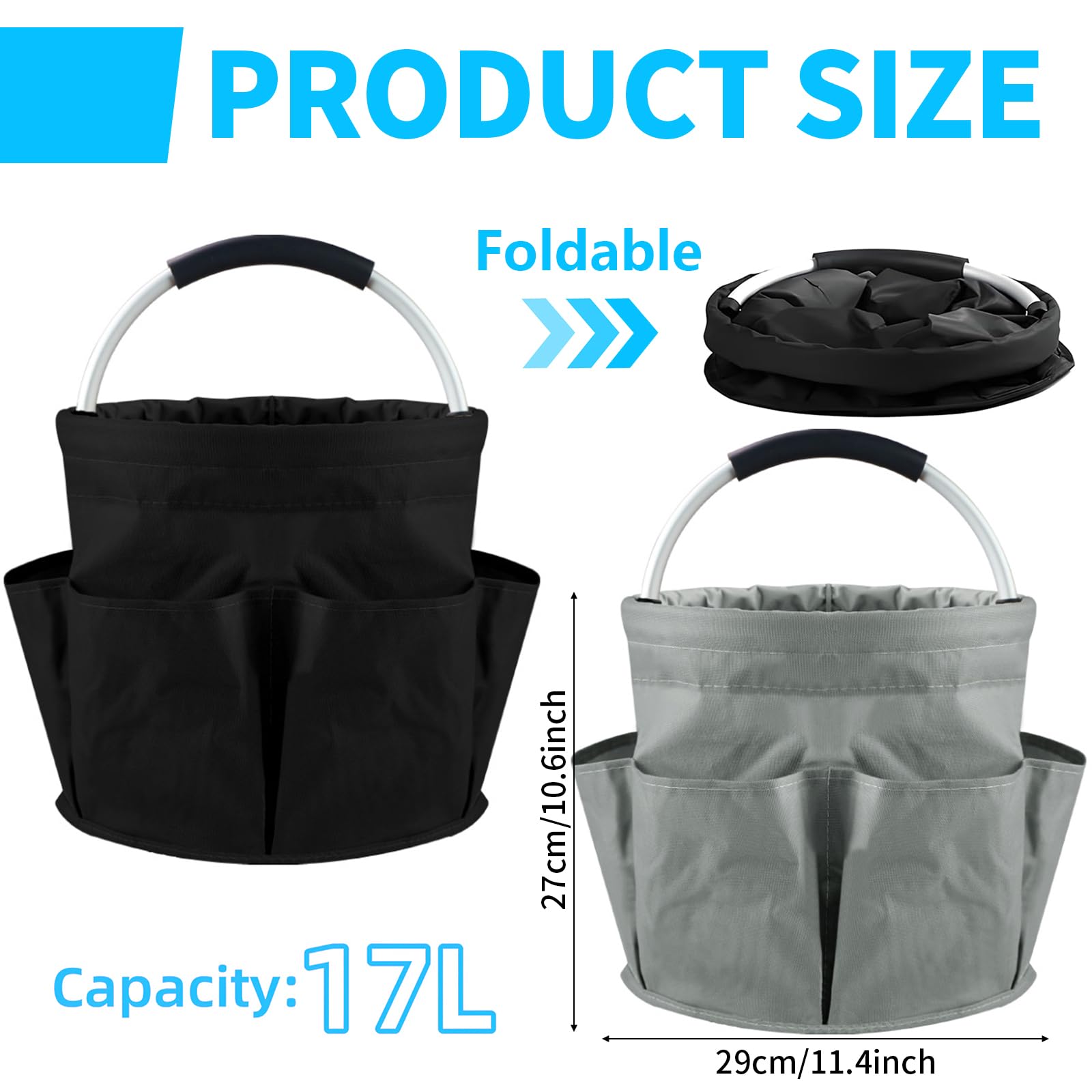 2 organizadores de productos de limpieza, bolsa de limpieza plegable portátil, cesta de limpieza con asa y 6 bolsillos, bolsa de limpieza para dispositivos, herramientas, utensilios de limpieza
