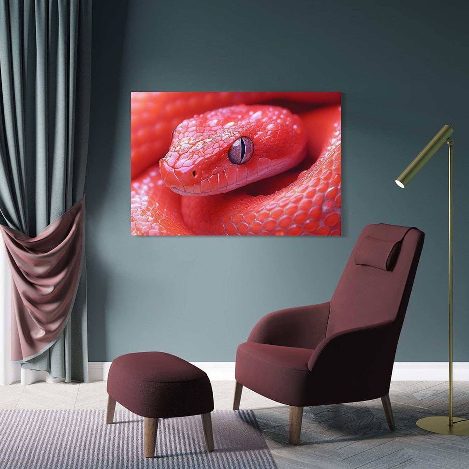 Room Decor Wall Art Close-up of A Red Snake, 20x30inch(50x75cm), for Flats, Guest Rooms Or Compact Rooms, Wall Decor with Flexible Room Appeal