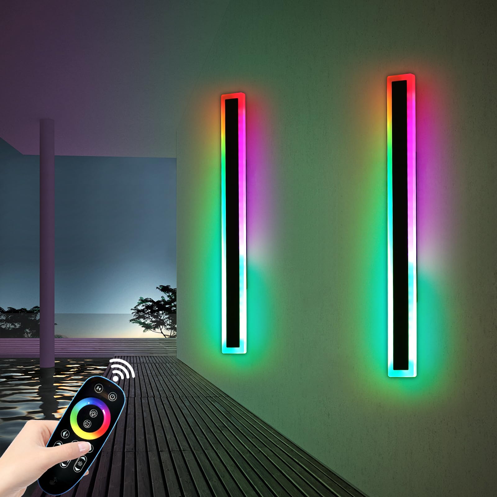 Mikeru 40CM Black Wall Lights, 2Packs Modern Acrylic Wall Light 3000K/4500K/6500K 3 Color Hard Wired Outside Light Wall Mounted Light for Lighting in Front of Mirrors, Garden Decoration — view 10