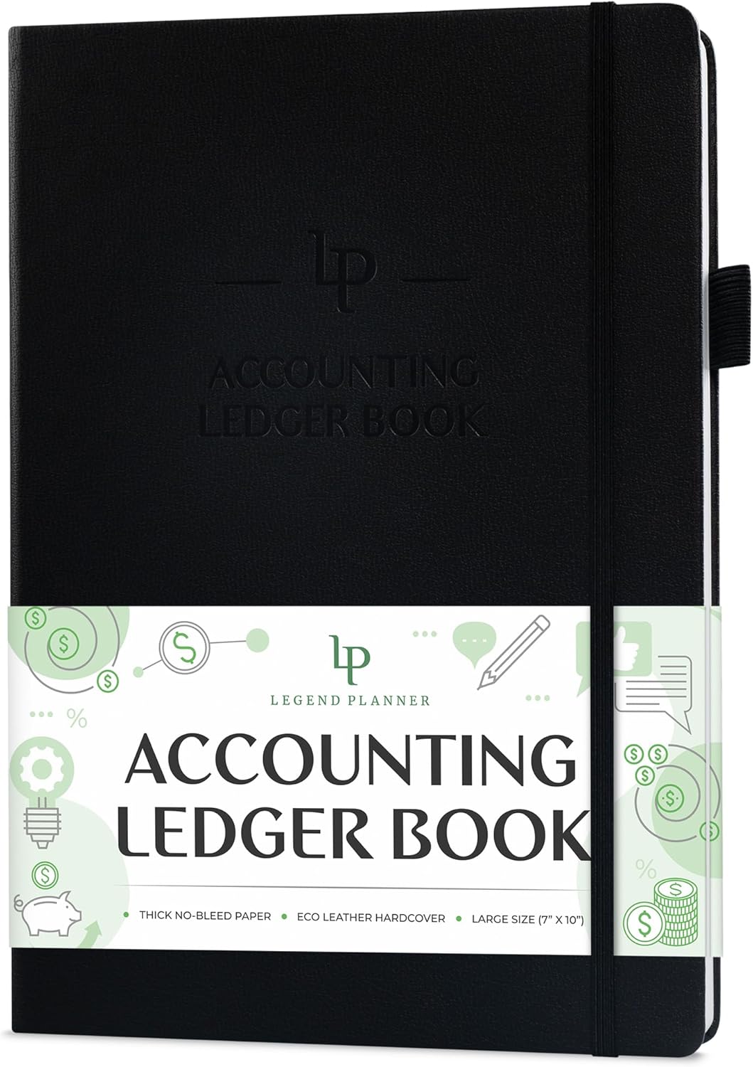 Legend Accounting Ledger Book – Hardcover Bookkeeping Log for Small Business & Personal Use – Columnar Book – Money Expense Journal – Large Format 7x10?, 120gsm Paper, 7,644 Entries (Black) Black Smaller Than A4 (7x10'')