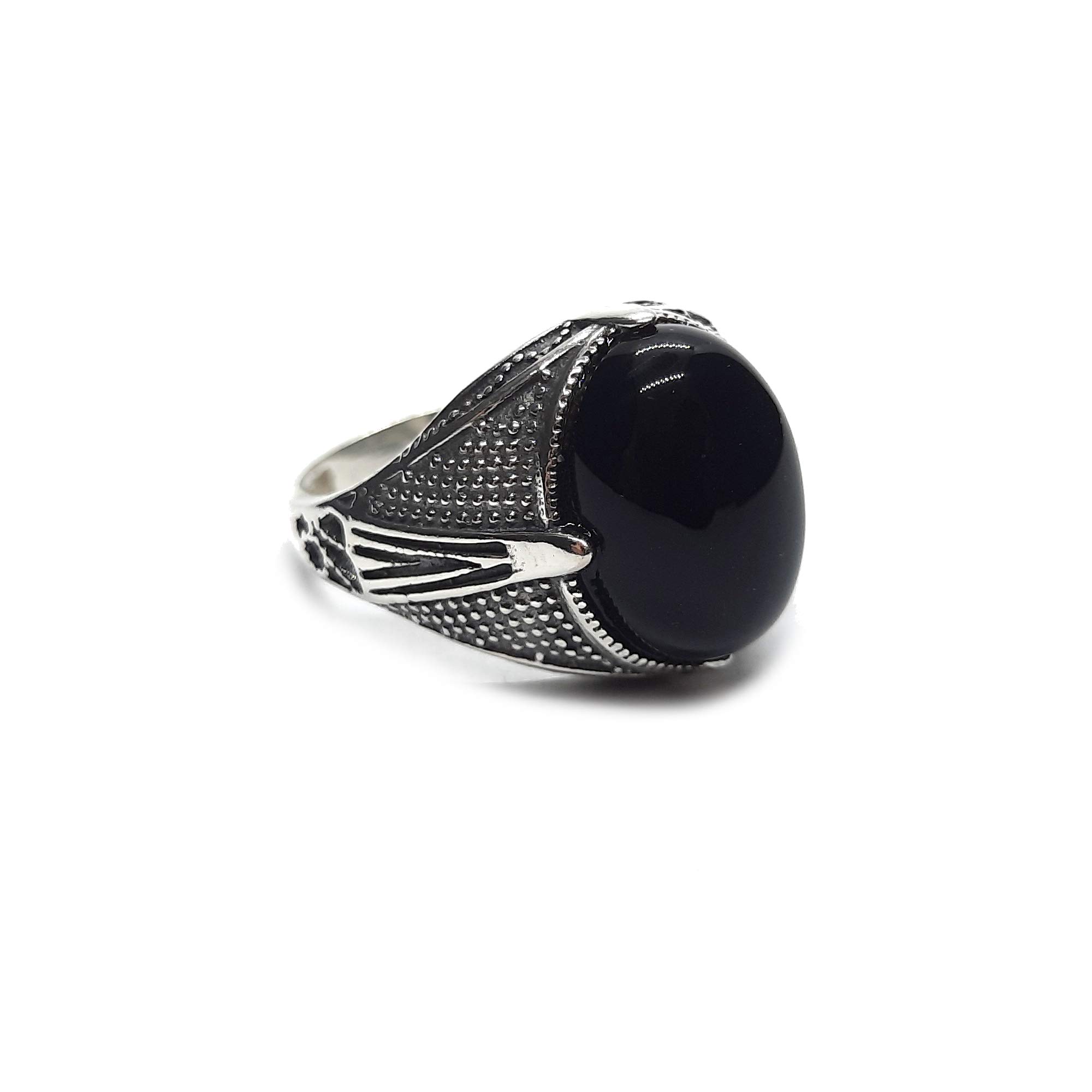 Anello da uomo in argento sterling con 16x12mm onice nero autentico solido marchiato 925