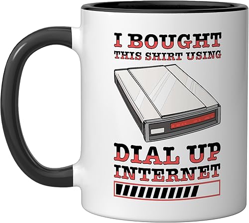 90s Nostalgia Retro 90s Dial Up Internet Vintage Ceramic Mug, BlackWhite