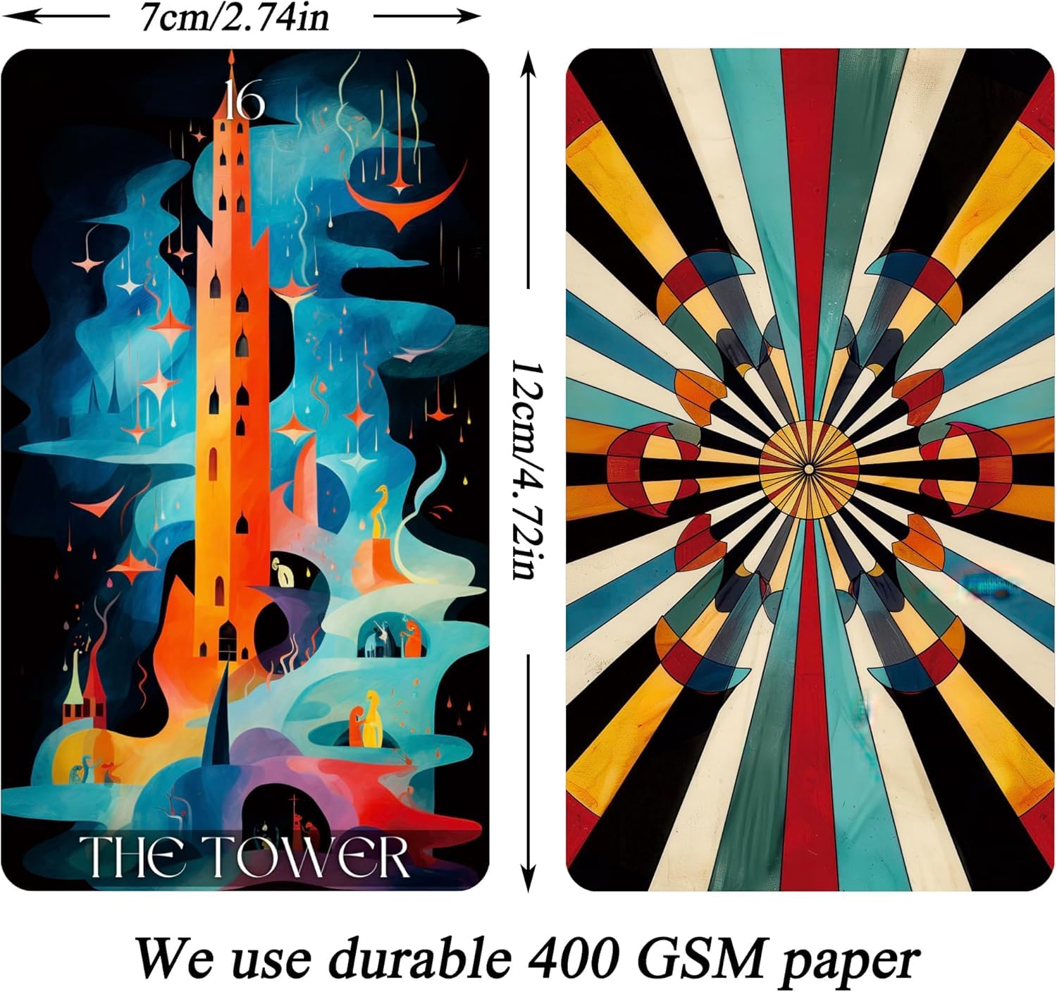 Wonderland Tarot Deck, Tarot Cards for Beginners Fortune Telling Cards, Vibrant and Various, 4.72 inches x 2.75 inches - Image 2