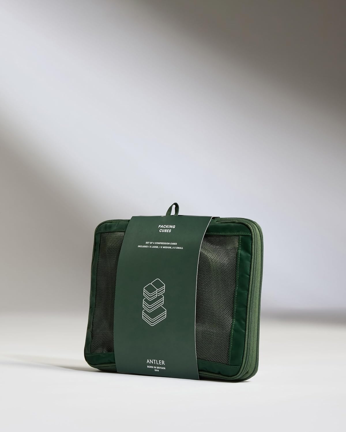 ANTLER - Compression Packing Cubes for Travel, Luggage Organiser for Suitcases or Bags, Travel Accessories, Set of 4, Antler Green