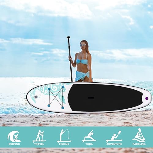 Vista 105 de FunWater Inflatable Stand Up Paddle Board with Premium SUP Paddleboard Accessories, Anti-Slip EVA Deck, 11'/10'6'' Paddle Boards for Adults & Youth