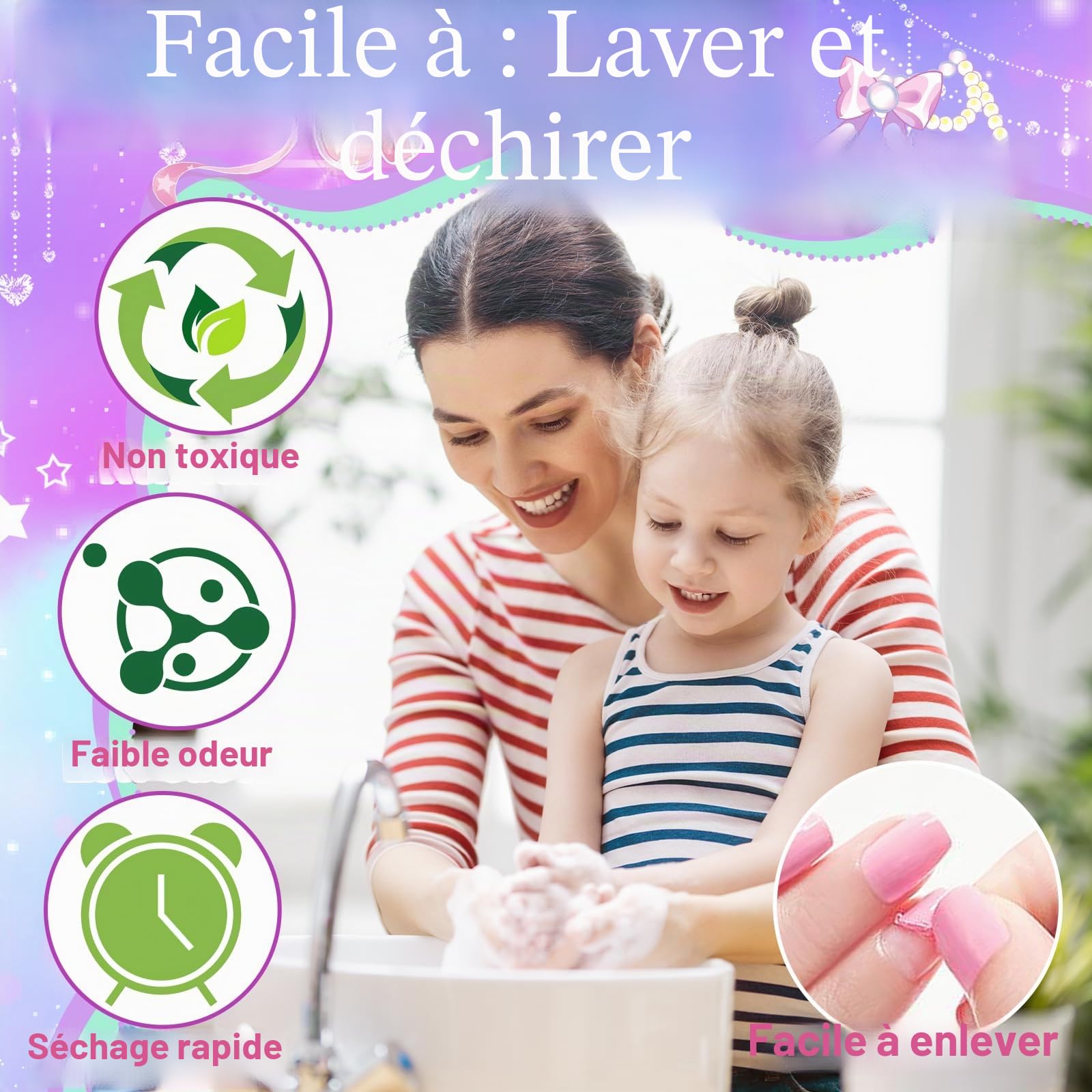 Kit Manucure Enfant Fille,Nail Art Jouet Cadeau,Contient Sèche Ongles,Peel-off Pailleté Vernis à Ongles,du glitter,des autocollants amusants,etc. 6+ Ans Cadeau d'anniversaire De Noël pour Filles