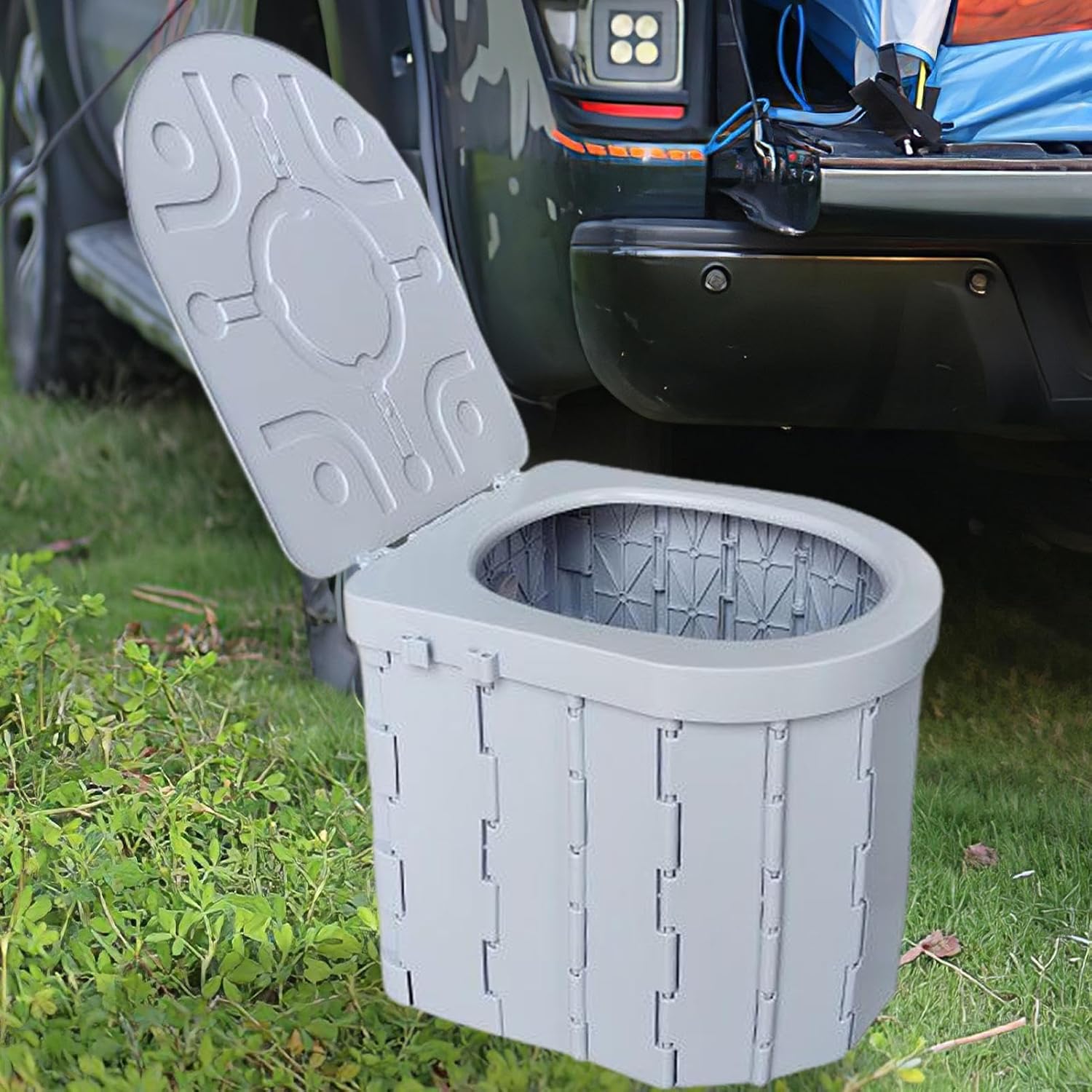 携帯トイレ - 蓋付き収納袋付きキャンピングトイレ,ペーパーホルダー付き衛生用品、ドライバー・ハイキング・ビーチ・アウトドア・インド