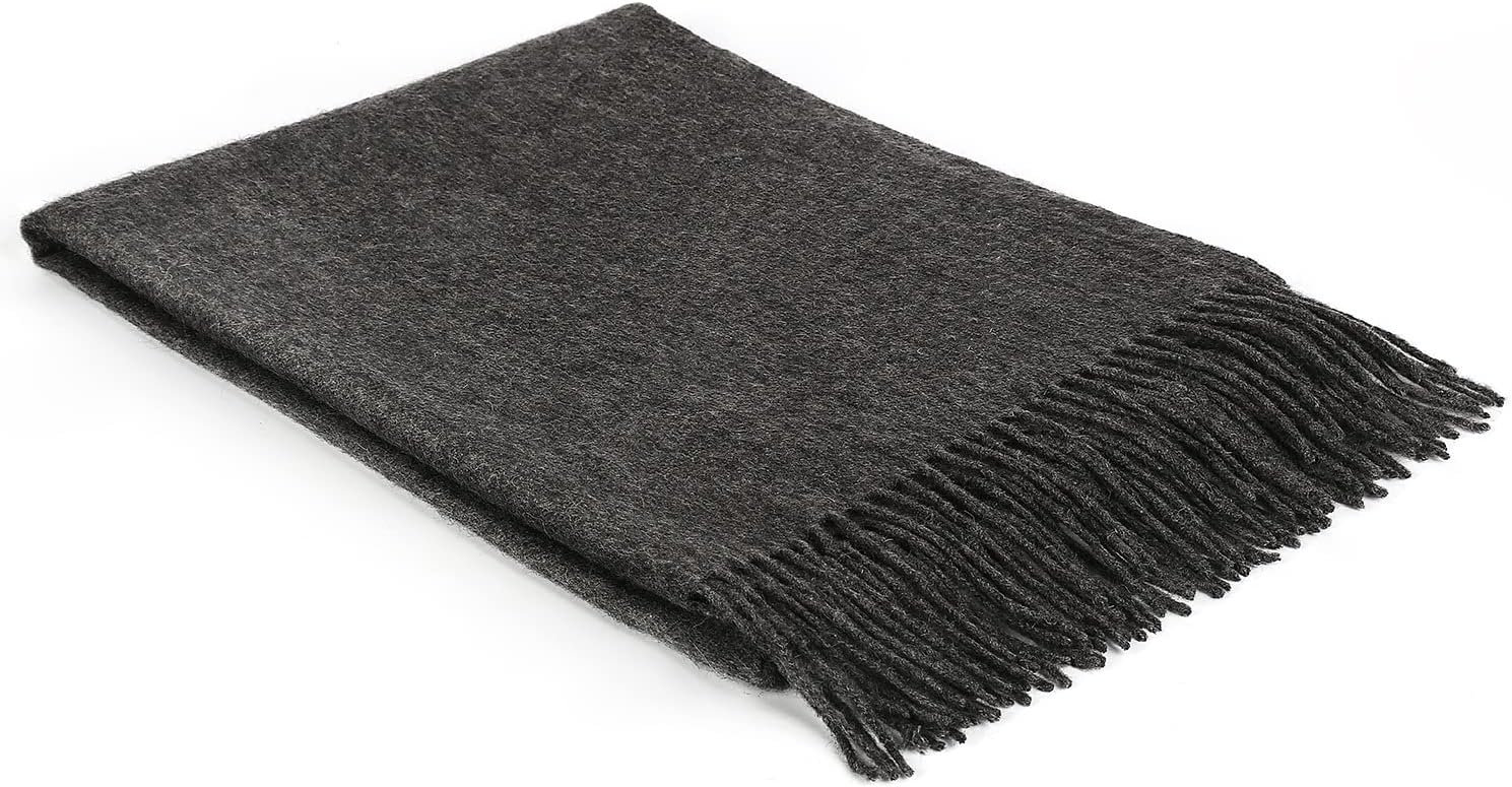 100% Pure Cashmere Scarf, Oversized Luxury Winter Wrap for Women & Men, Soft Fringed Scarf in Solid & Plaid