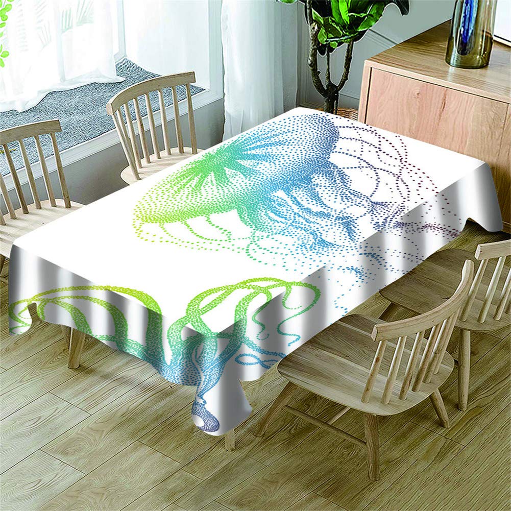 Hiser Nappe Rectangulaire Imperméable, 3D Pâques Imprimé Anti Tache Lavable Nappes Entretien Facile Pour Cuisine Jardin Picnic Party Exterieur De Table (Bleu,140x140cm