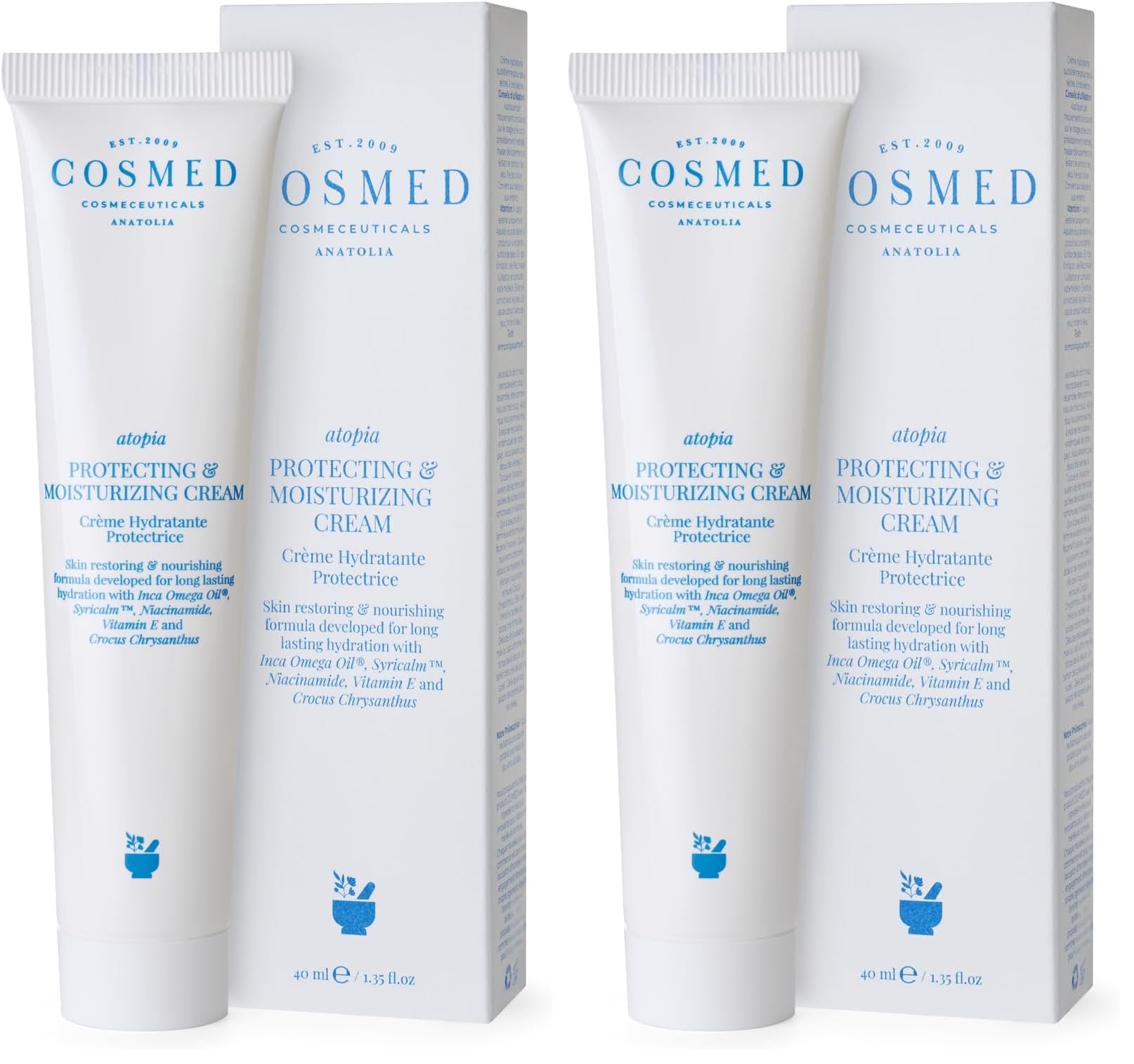 Cosmed Atopi Eğilimli Ciltler İçin Nemlendirici Yüz ve Vücut Bakım Kremi - Protecting & Moisturizing Cream - 40 ml (2 paketi)