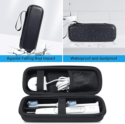 Miniatura 4 de Funda rígida de viaje para cepillo de dientes compatible con Philips Sonicare Protectiveclean 4100, 5100, 6100, 6500, se adapta a Oral-B Pro 1000,