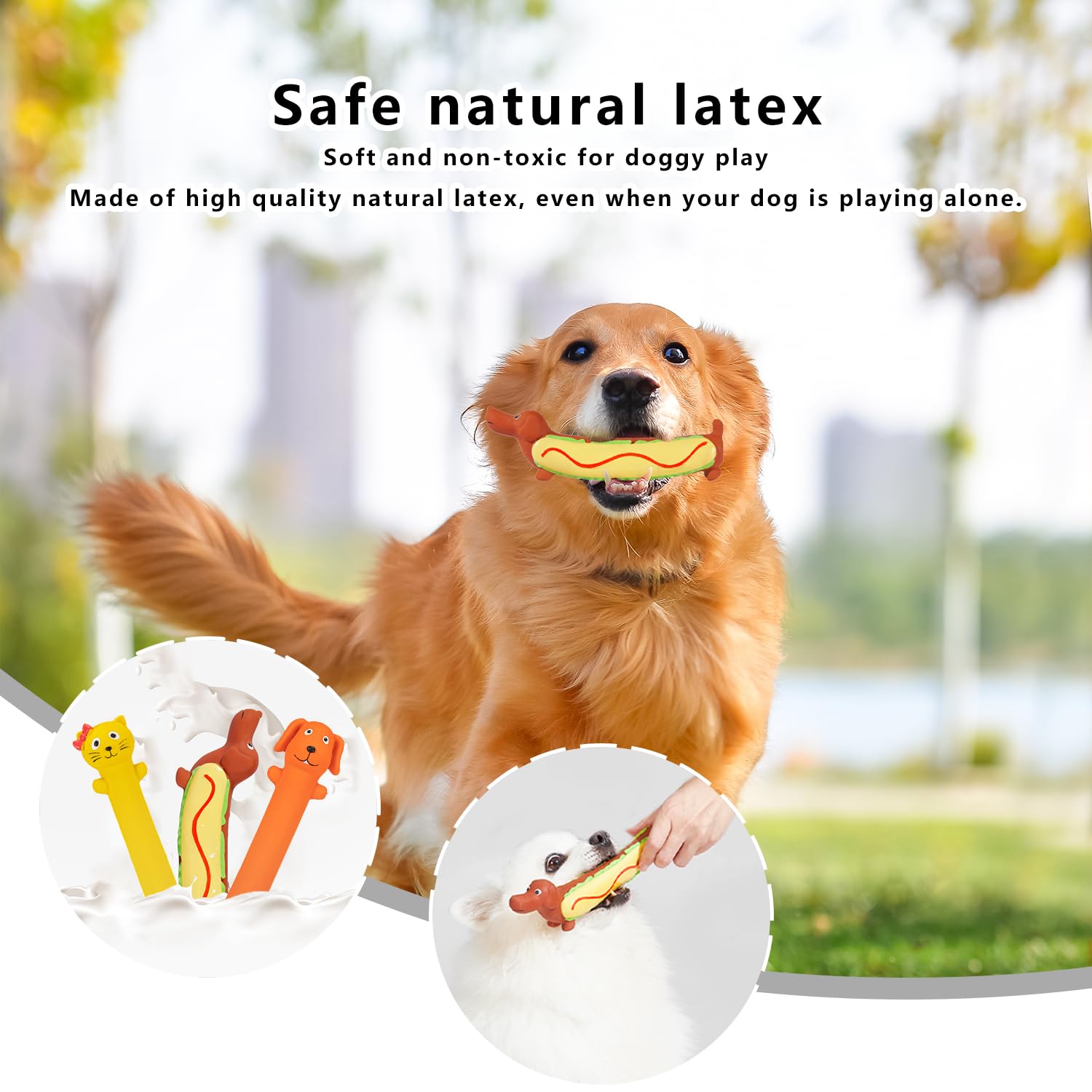 Quietschendes Latex-Hundespielzeug, 22,6 - 27,7 cm, verschiedene Farben, für mittelgroße und große Rassen, Gelb, 3 Stück