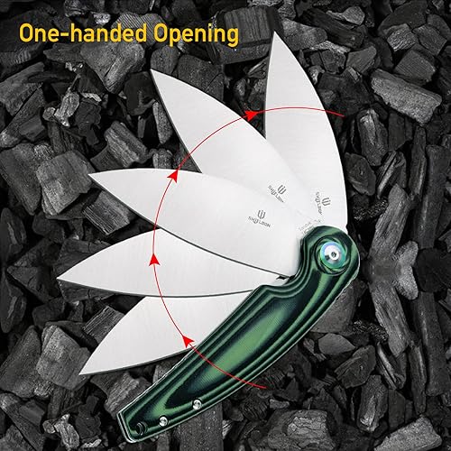 Miniatura 7 de Bulbasaur - Cuchillo plegable de acero 14C28N de 3.66 pulgadas con acabado satinado, hoja verde G10 con clip de bolsillo, cuchillo para exteriores