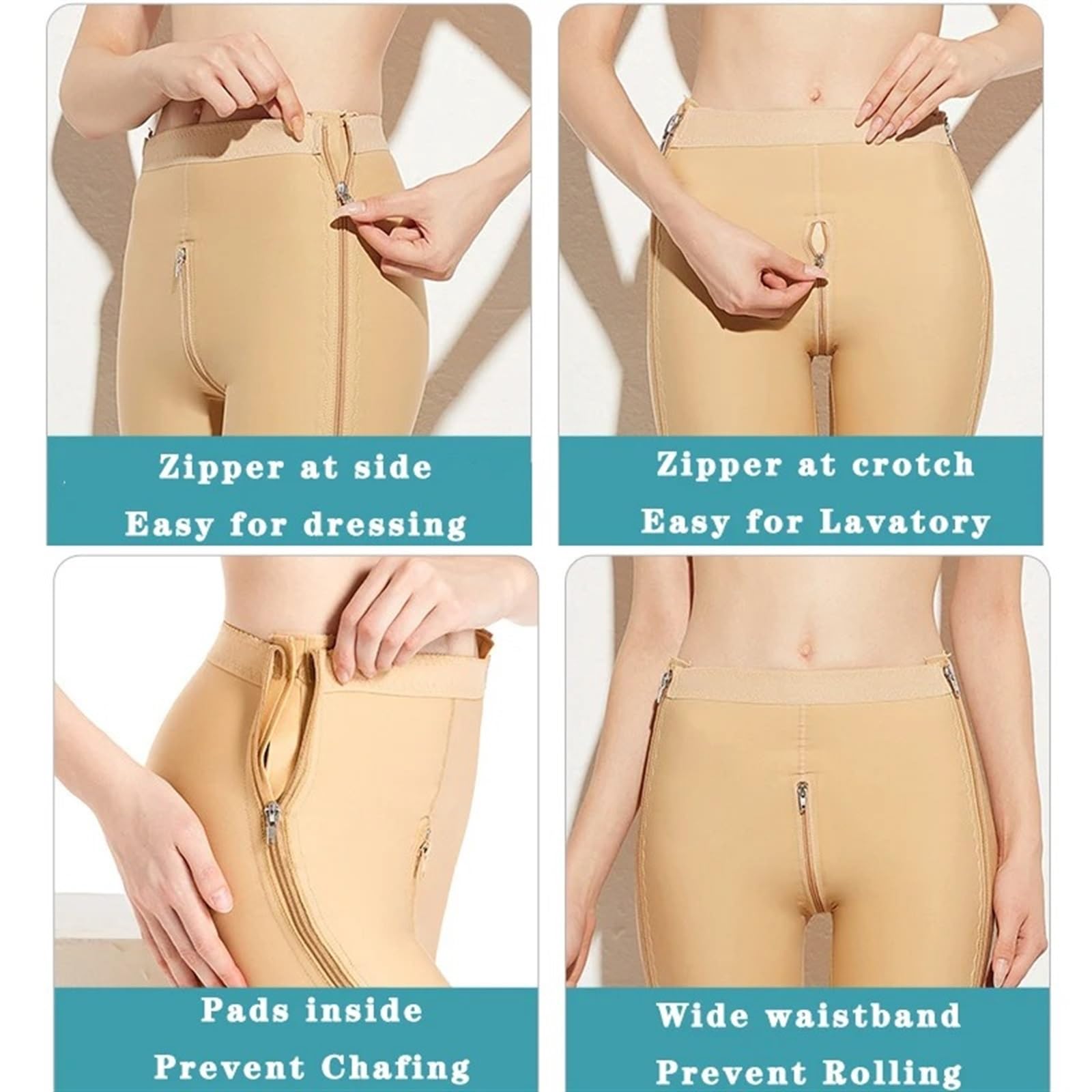 YXWYXWA Prendas Moldeadoras de compresión para Mujer, Pantalones después de la liposucción, abdominoplastia, Levantador de Cadera, Bragas de Control del Muslo, Pantalones Cortos