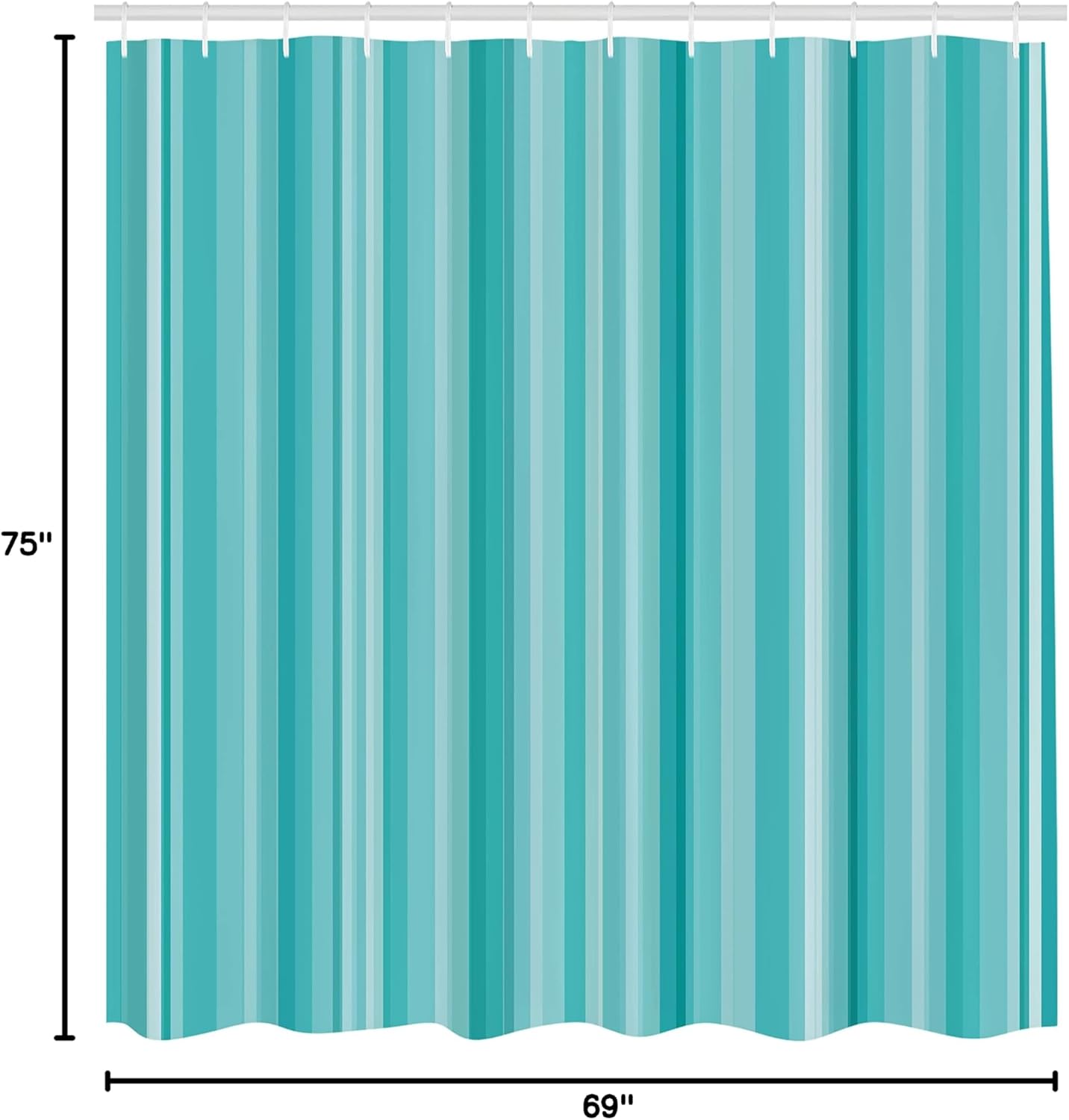 Ambesonne Aqua Shower Curtain, Abstract Ocean Inspired Palette Lines Geometrical Image, Cloth Fabric Bathroom Decor Set with Hooks, 69" W x 75" L, Turquoise Blue