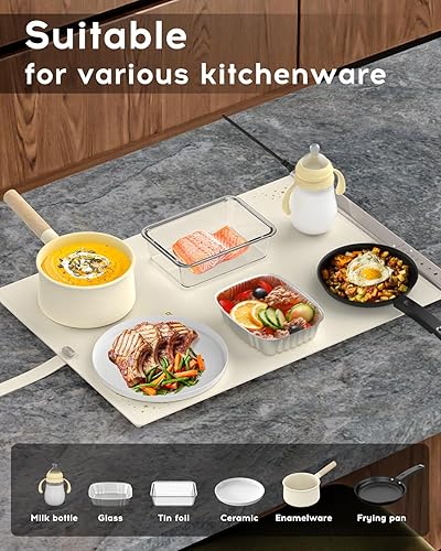 Miniatura 5 de VTAR Calentador eléctrico de bandeja de calentamiento de alimentos para servidores de bufé de fiesta, calefacción de doble zona con control de