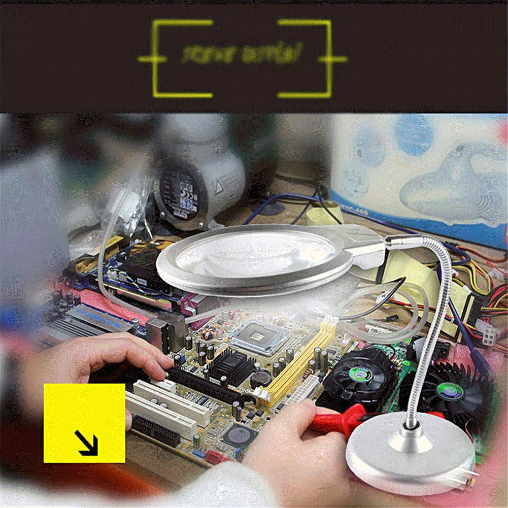 Beleuchtete 2-Fach-Lupe und Schreibtischlampe für Hobby, Handwerk, Inspektion, Lesen von Büchern, Zeitschriften, Zeitungen, Modellbau, Löten, Schmuckdesign, Nadelarbeit