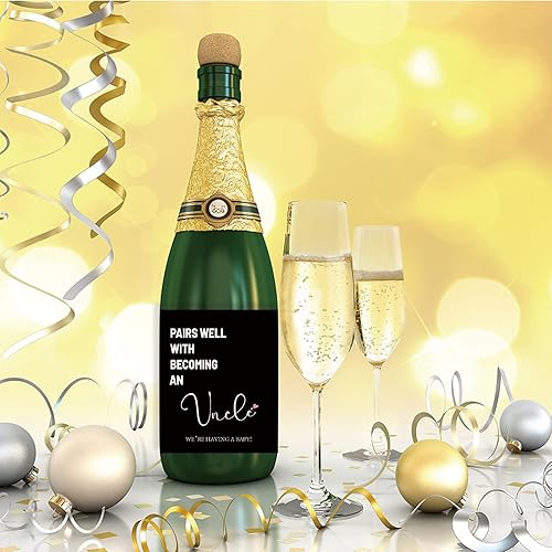 Miniatura 5 de 4 etiquetas de vino para revelación de embarazo, combina bien con calcomanías para botellas de vino de convertirse en una tía, regalo para tía y