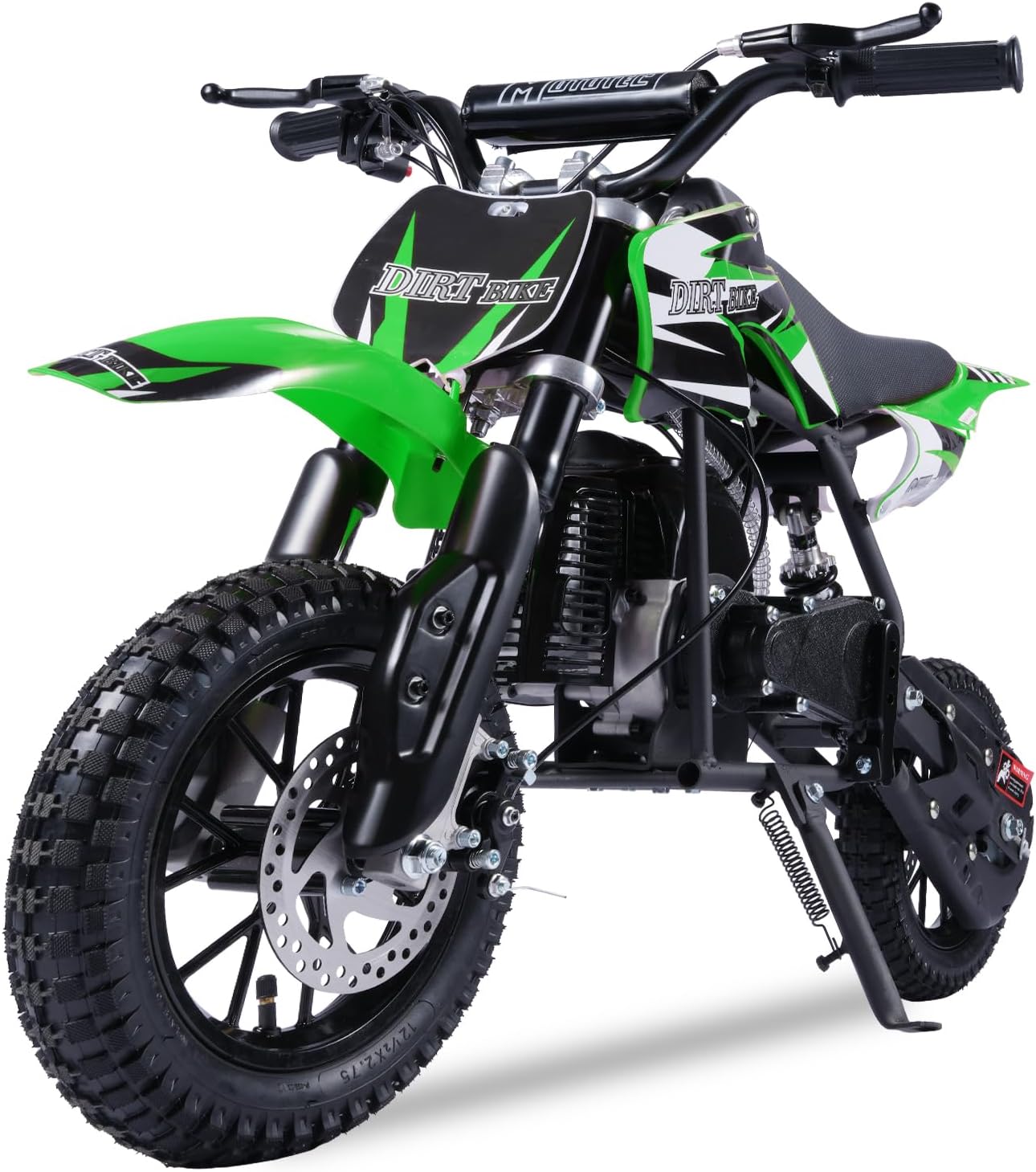 Alien001 Mini Dirt Bike, 50CC 2-Stroke Kids Dirt Bike, EPA Approved Gas Powered with Front Fork and Rear Mono Shock, Up to 25 Mph, Weight Support Up to 130 LBS (Green)