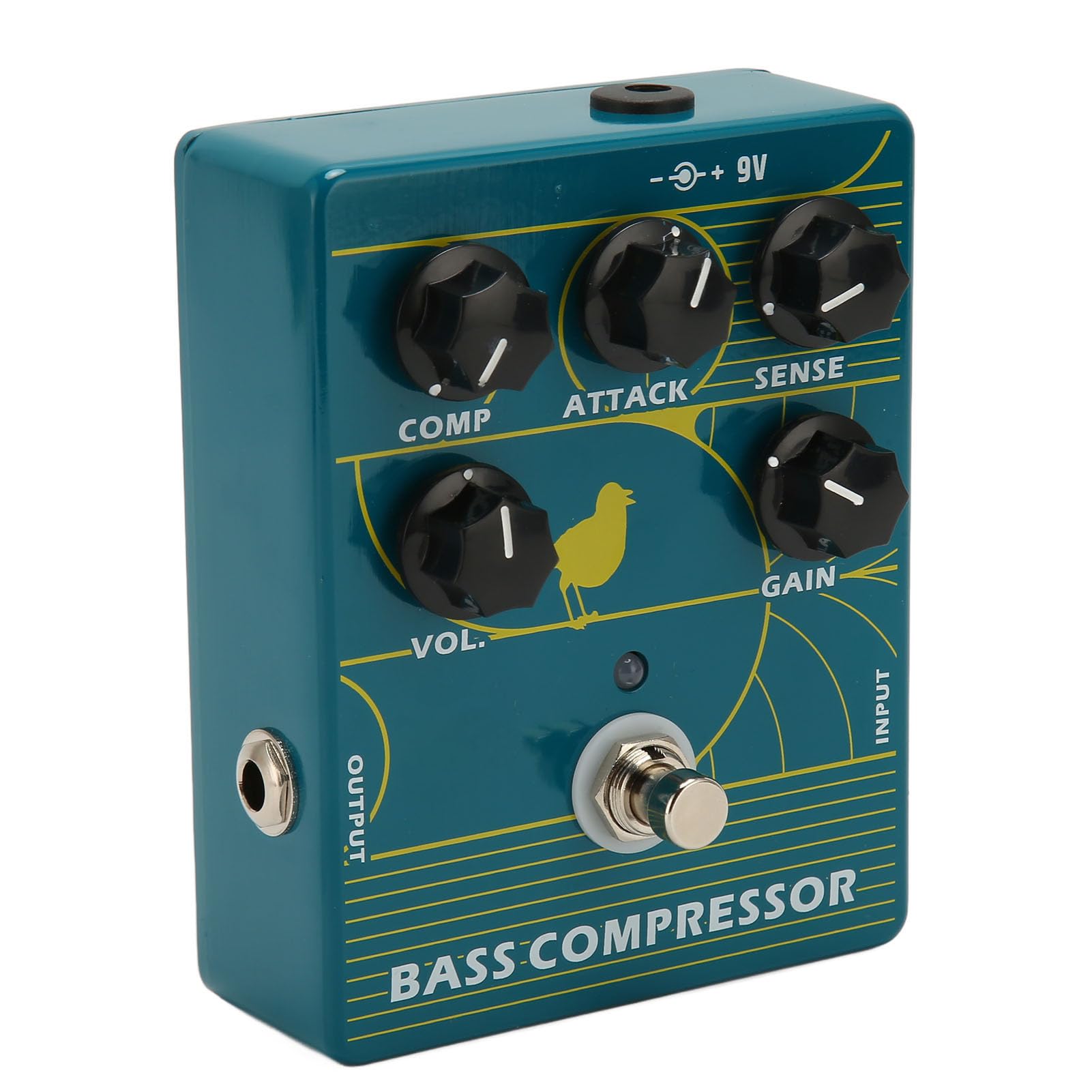 RIZGHWOY Effetto di Compressione del Pedale in Alluminio a Basso Pedale per i Musicisti Livello 1/4in Mono Jack per i Bassisti