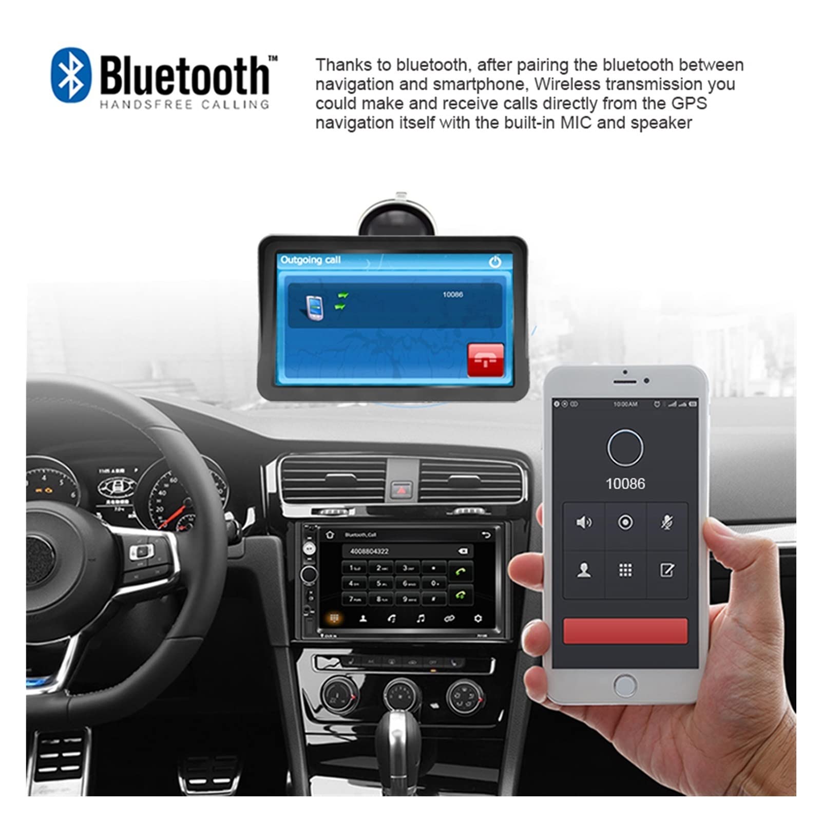 Navegador GPS para Coche, 9 Pulgadas GPS 3D Navegación Mapas gratuitos Soporta Varios Idiomas del Mapa RAM 256MB ROM 8GB Camión para Coche, camión, Autocaravana(with Bluetooth)
