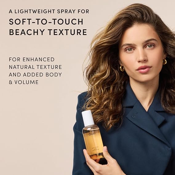 OUAI Travel Size Wave Spray - Texture Spray for Hair with Coconut Oil and Rice Protein - Adds Texture, Volume & Shine for Beach Waves - Paraben Free, Safe for Color & Keratin-Treated Hair (3 fl oz)